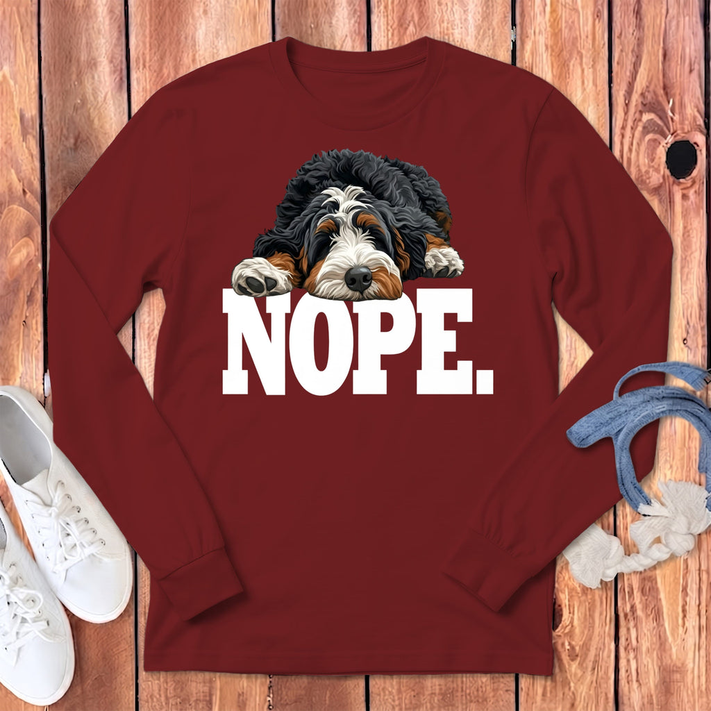 Bernedoodle Nope Signature Long Sleeve T-Shirt in Cardinal / S by Puppy Jo