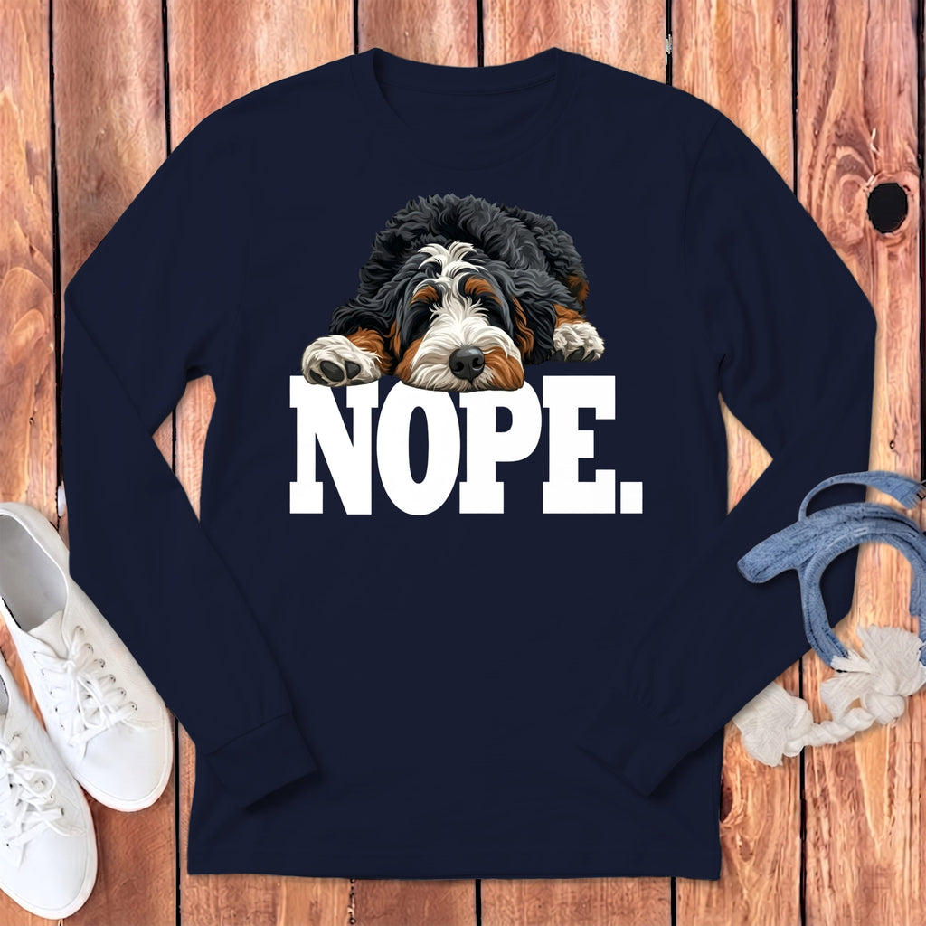 Bernedoodle Nope Signature Long Sleeve T-Shirt in Navy / S by Puppy Jo