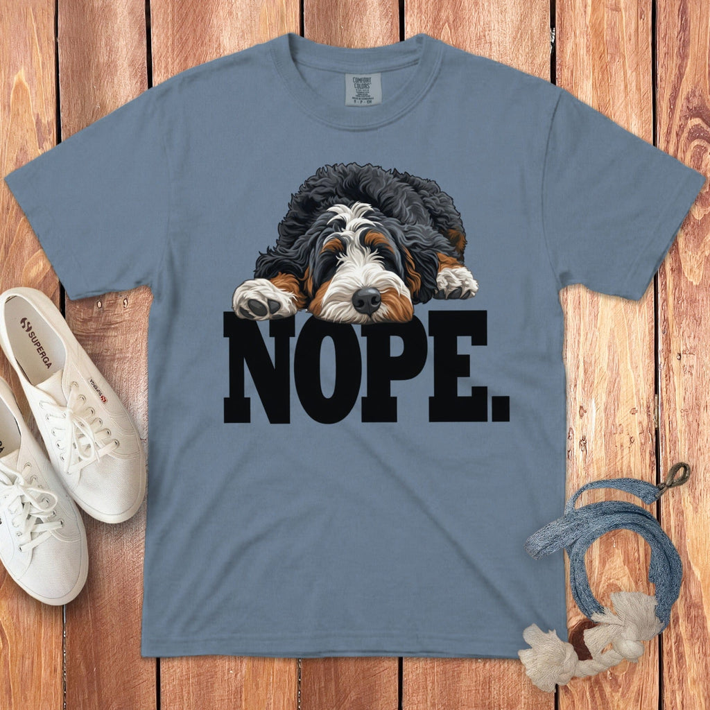 Bernedoodle Nope Signature T-Shirt in Blue Jean / S by Puppy Jo