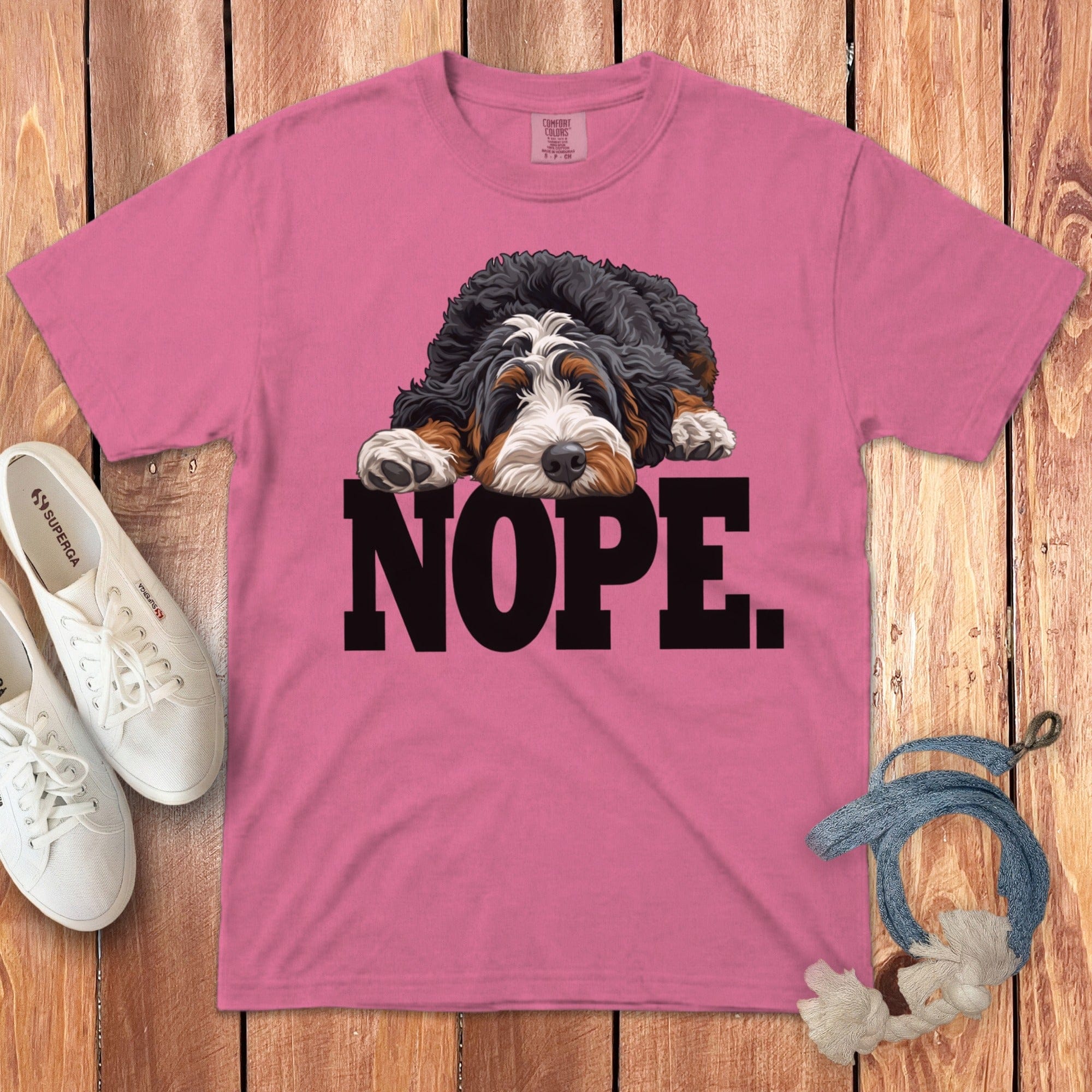 Bernedoodle Nope Signature T-Shirt in Crunchberry / S by Puppy Jo