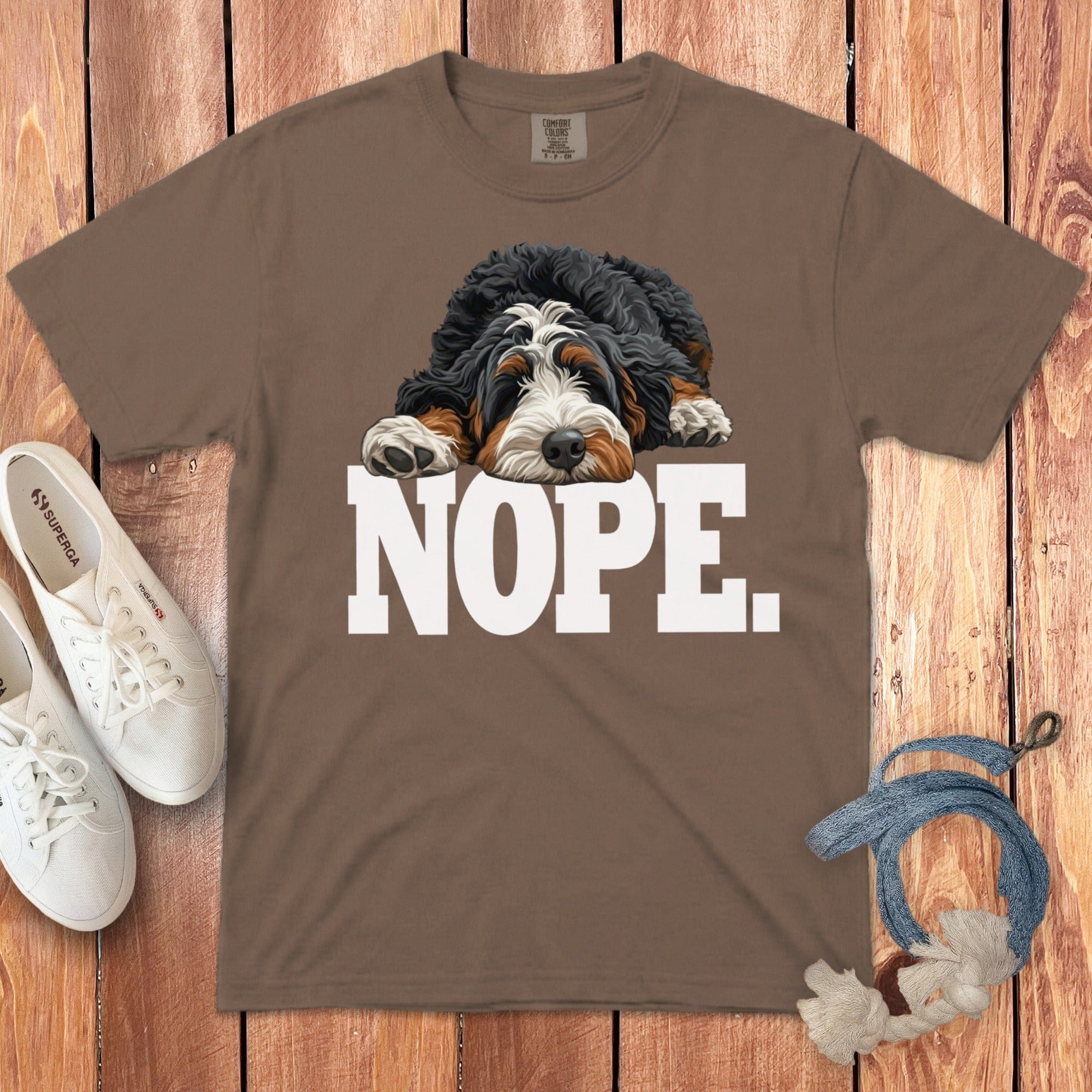 Bernedoodle Nope Signature T-Shirt in Espresso / S by Puppy Jo