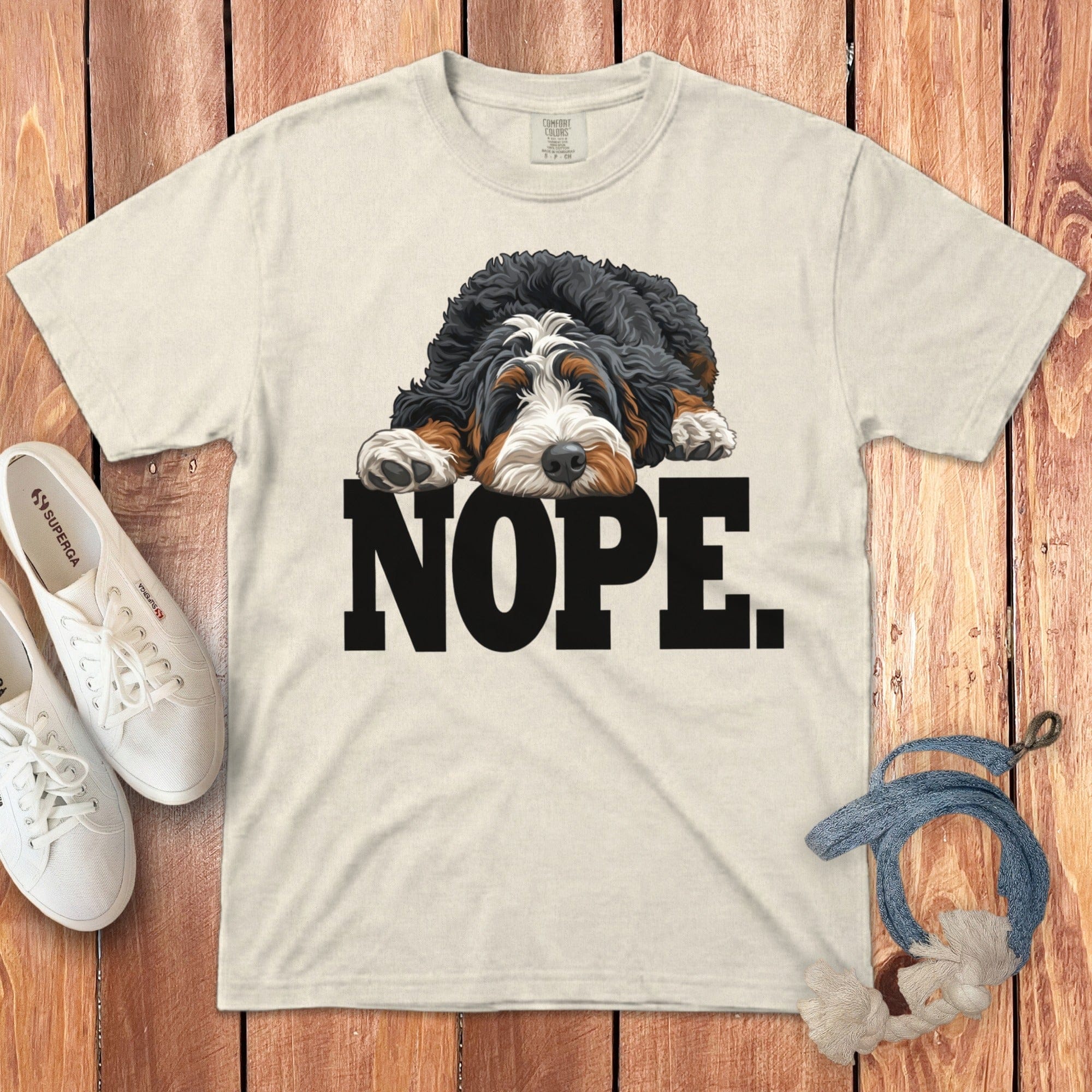 Bernedoodle Nope Signature T-Shirt in Ivory / S by Puppy Jo