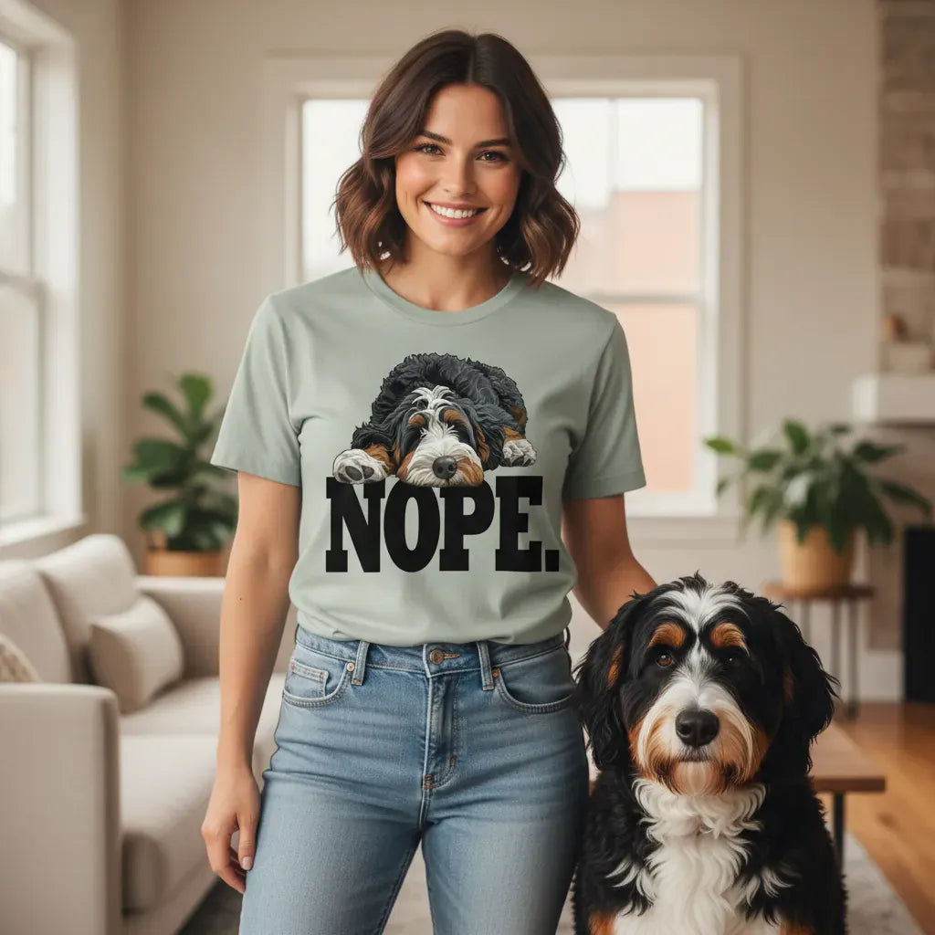Bernedoodle Nope Signature T-Shirt in by Puppy Jo