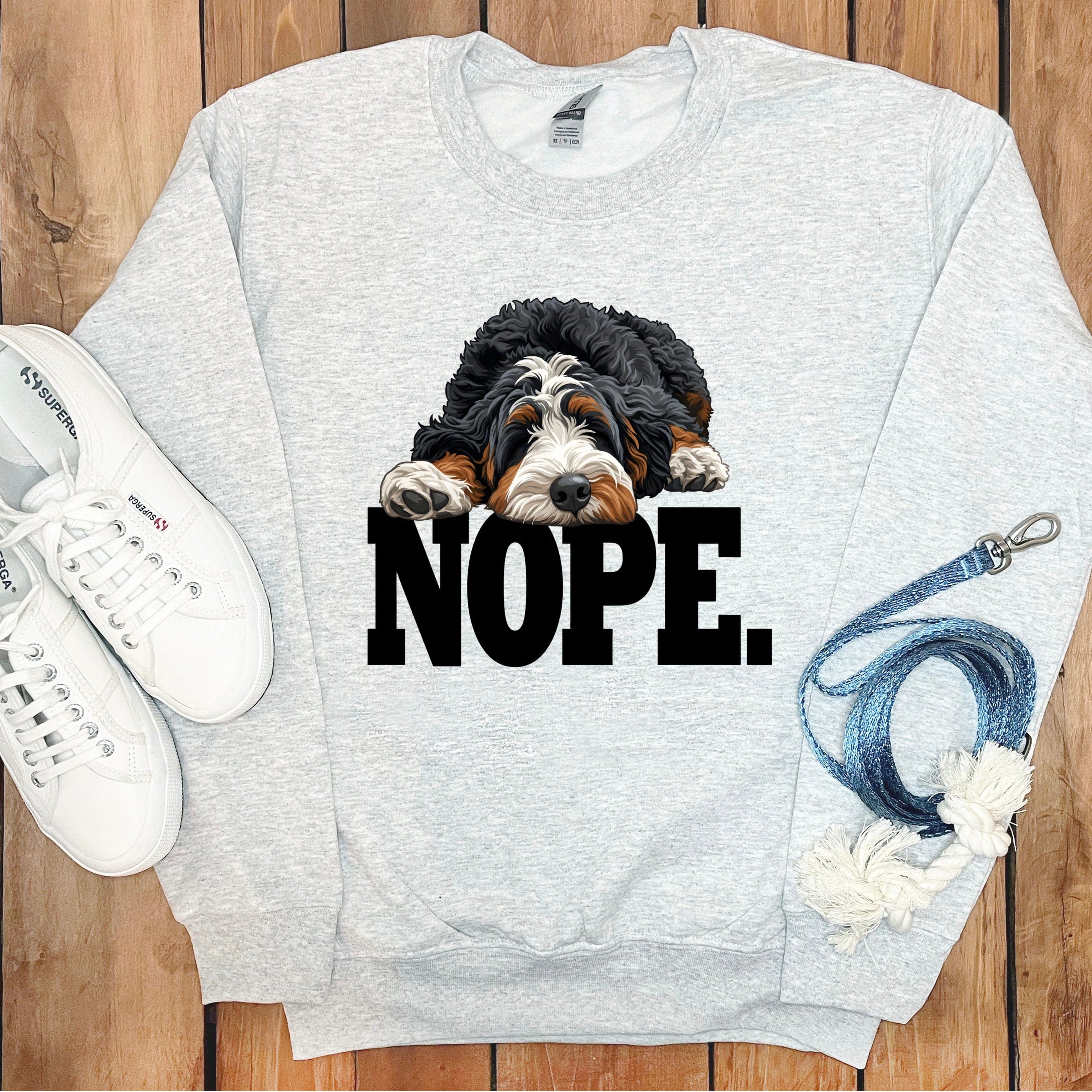 Bernedoodle Nope Sweatshirt in Ash / S by Puppy Jo