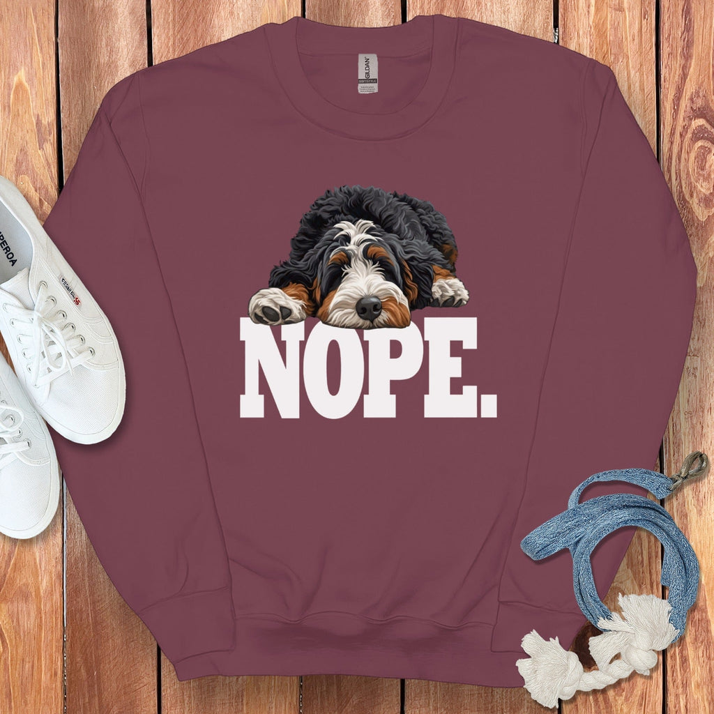 Bernedoodle Nope Sweatshirt in Maroon / S by Puppy Jo