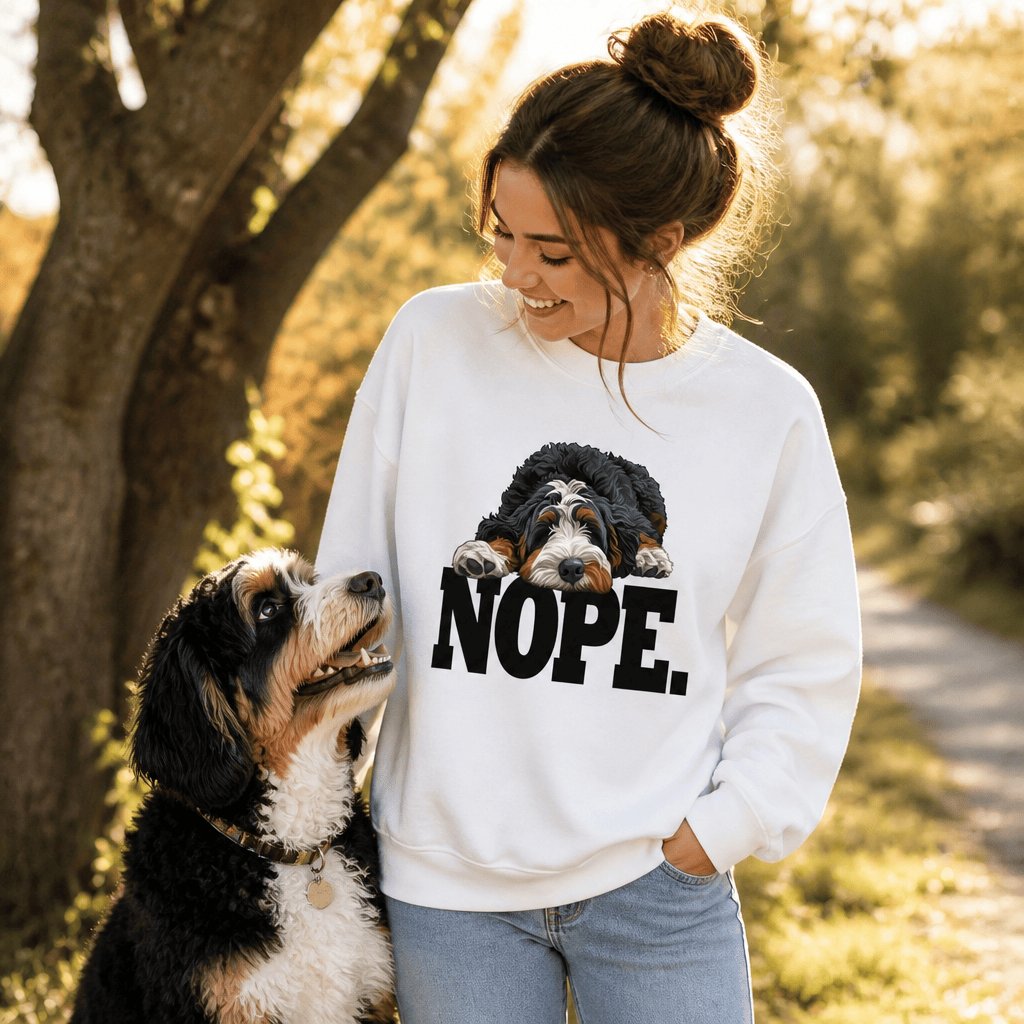 Bernedoodle Nope Sweatshirt in by Puppy Jo