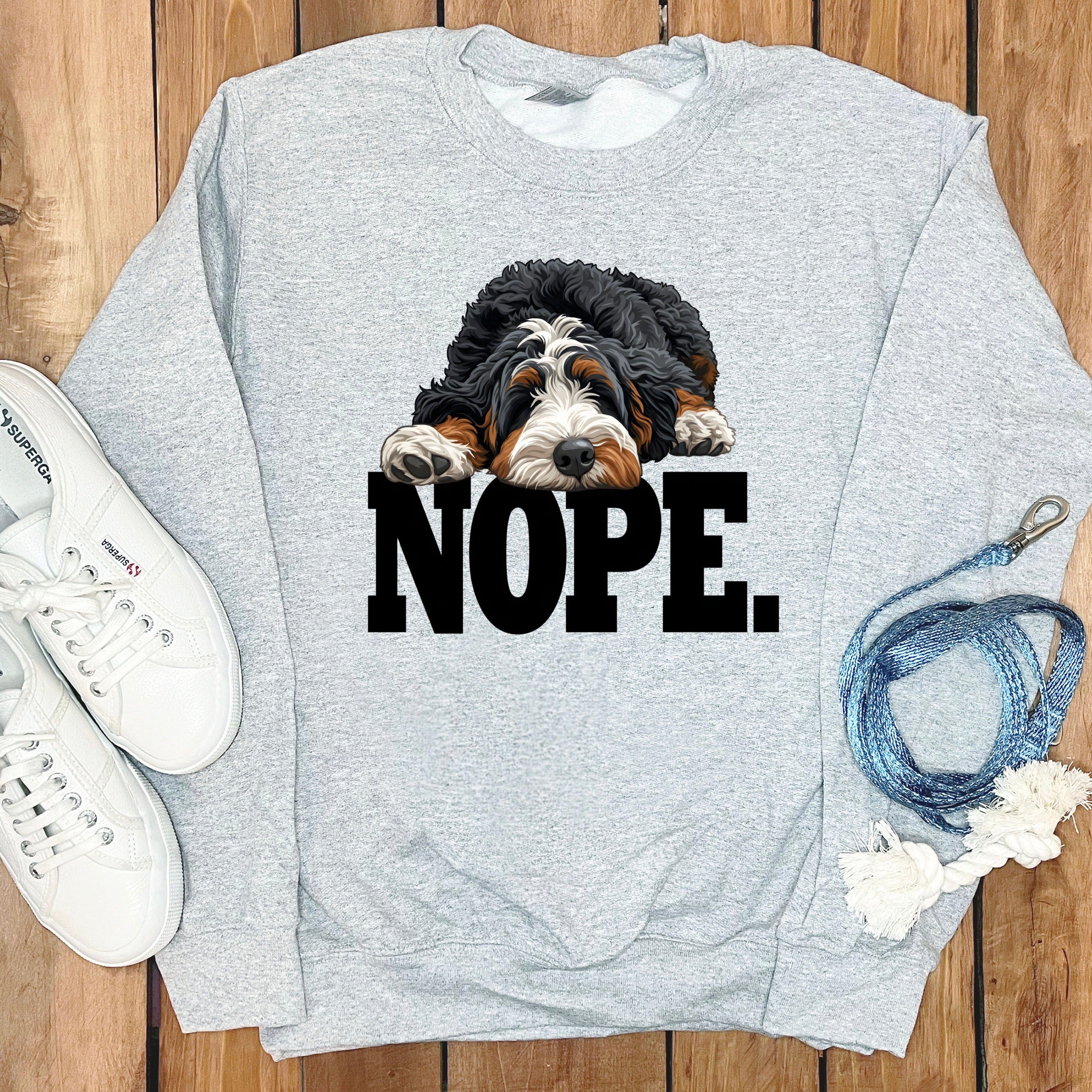 Bernedoodle Nope Sweatshirt in Sport Grey / S by Puppy Jo