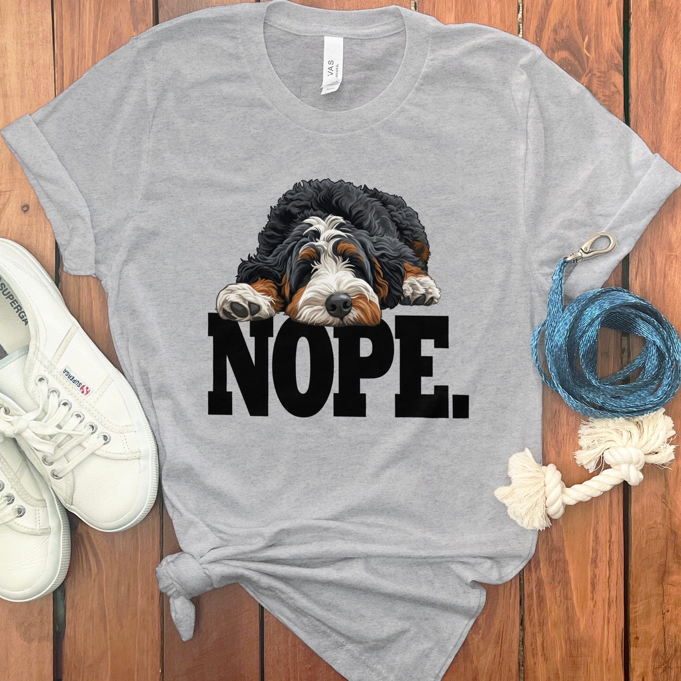 Bernedoodle Nope T-Shirt in Athletic Heather / S by Puppy Jo