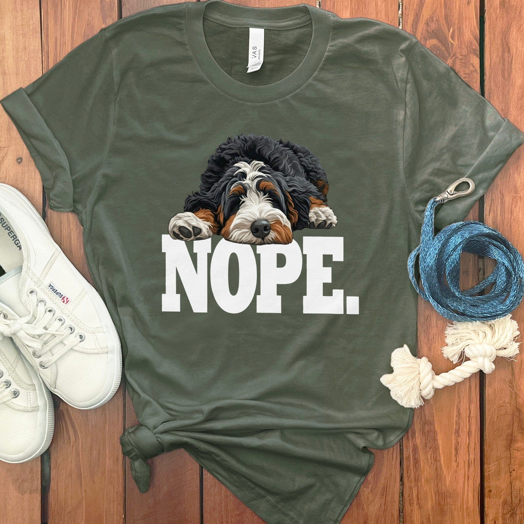 Bernedoodle Nope T-Shirt in Military Green / S by Puppy Jo