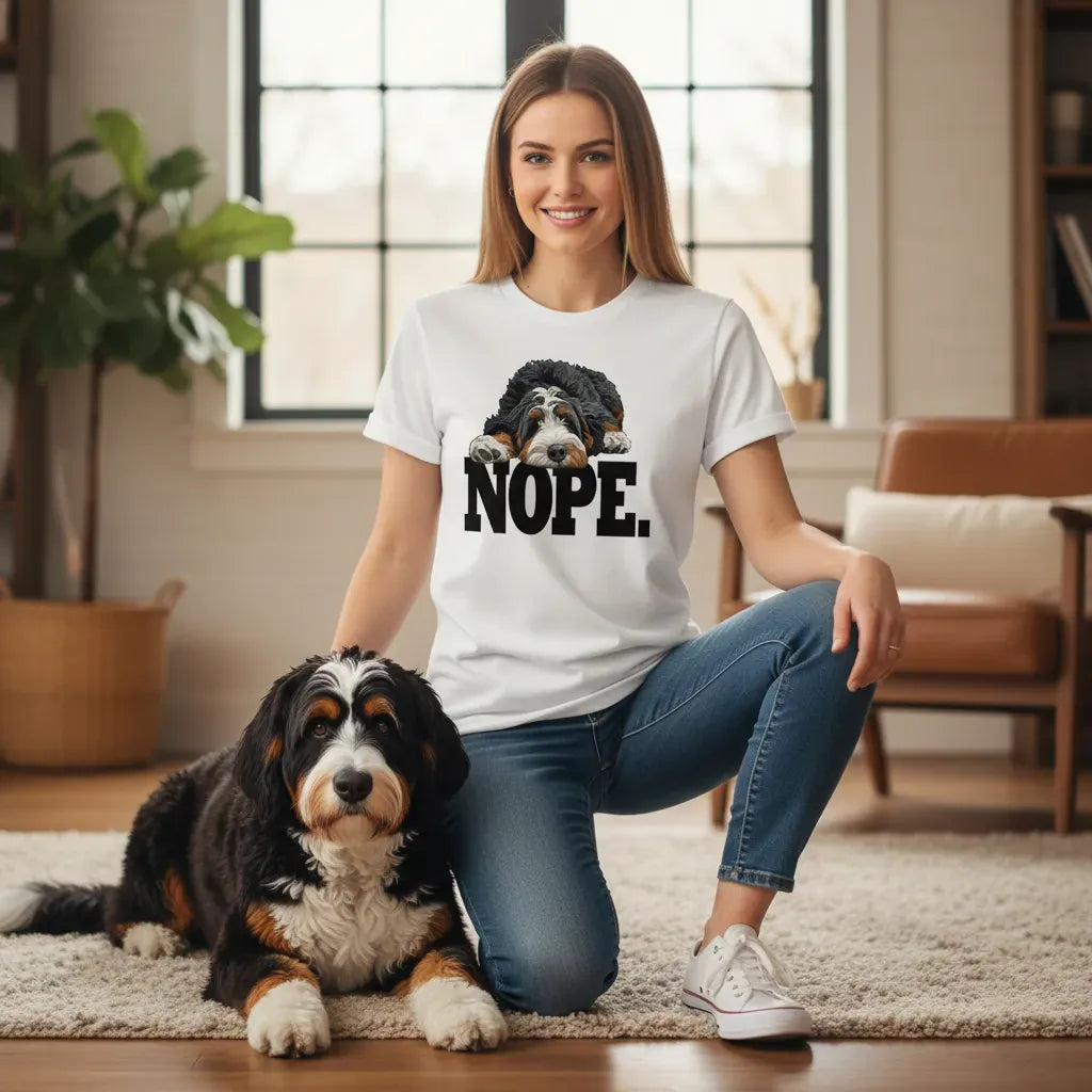 Bernedoodle Nope T-Shirt in by Puppy Jo