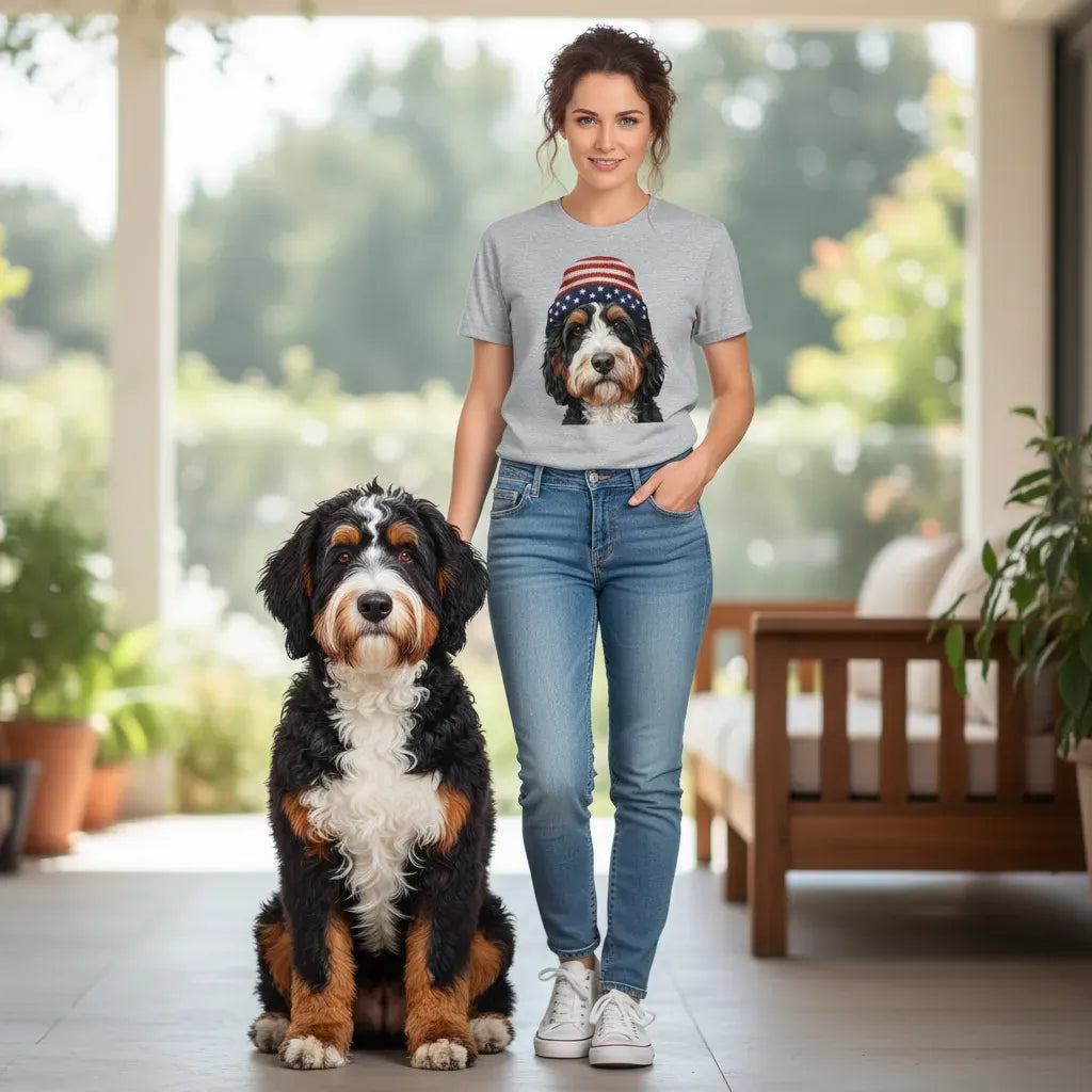 Bernedoodle Patriotic Cap Sweatshirt in by Puppy Jo