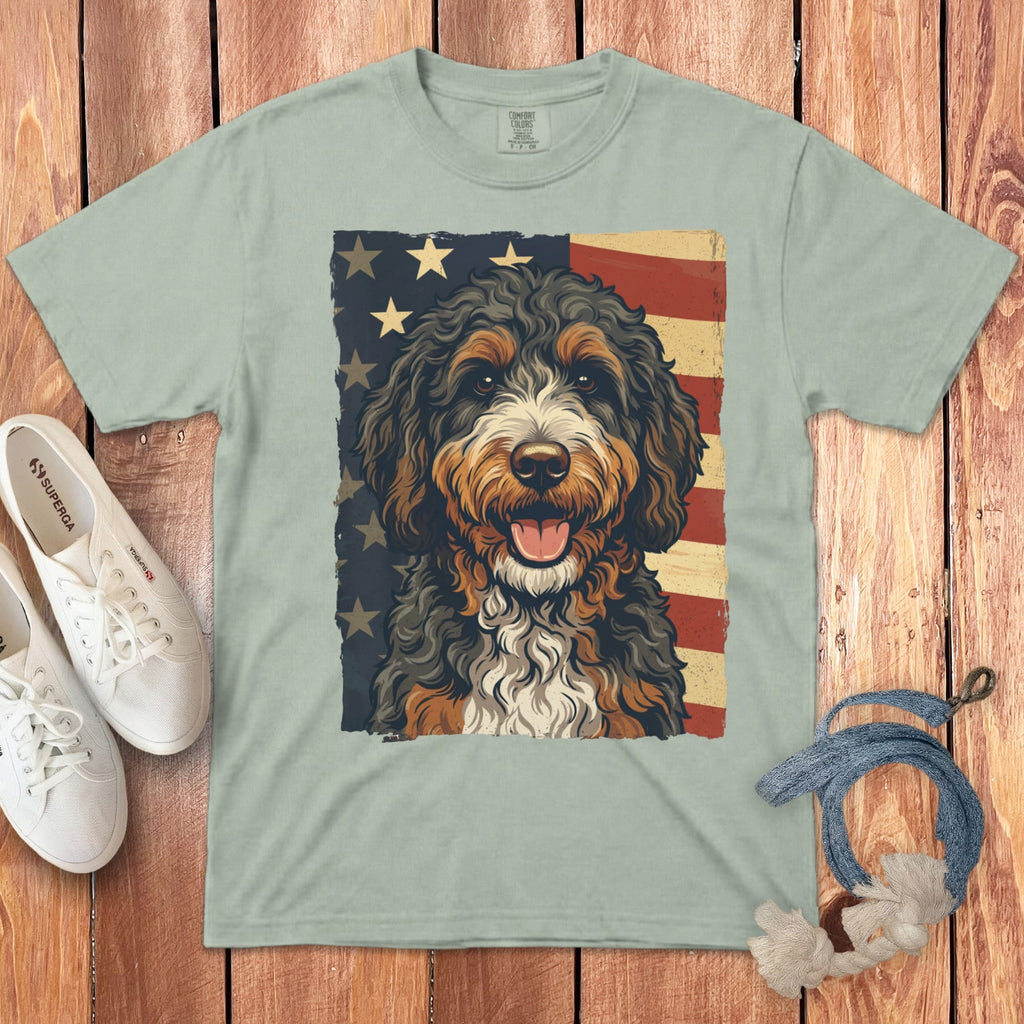 Bernedoodle Patriotic Signature T-Shirt in Bay / S by Puppy Jo