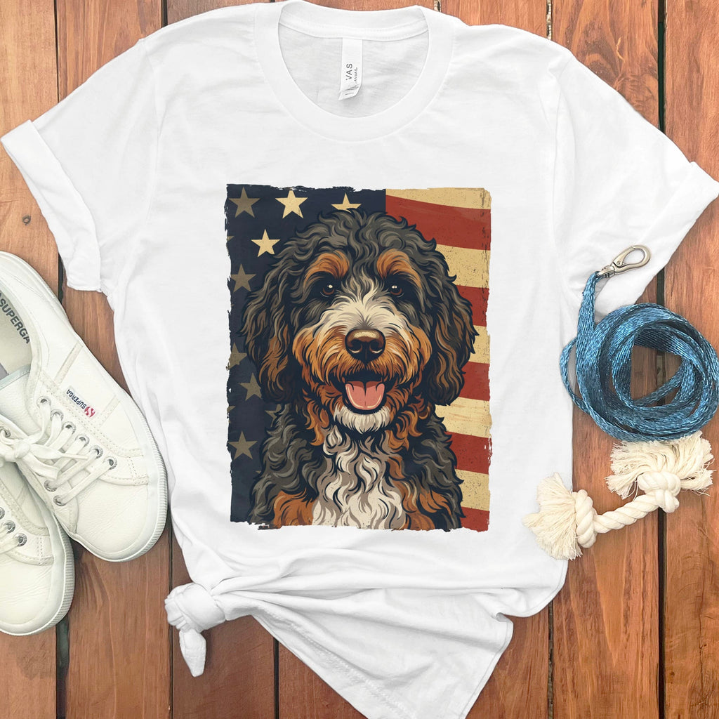 Bernedoodle Patriotic T-Shirt in White / S by Puppy Jo