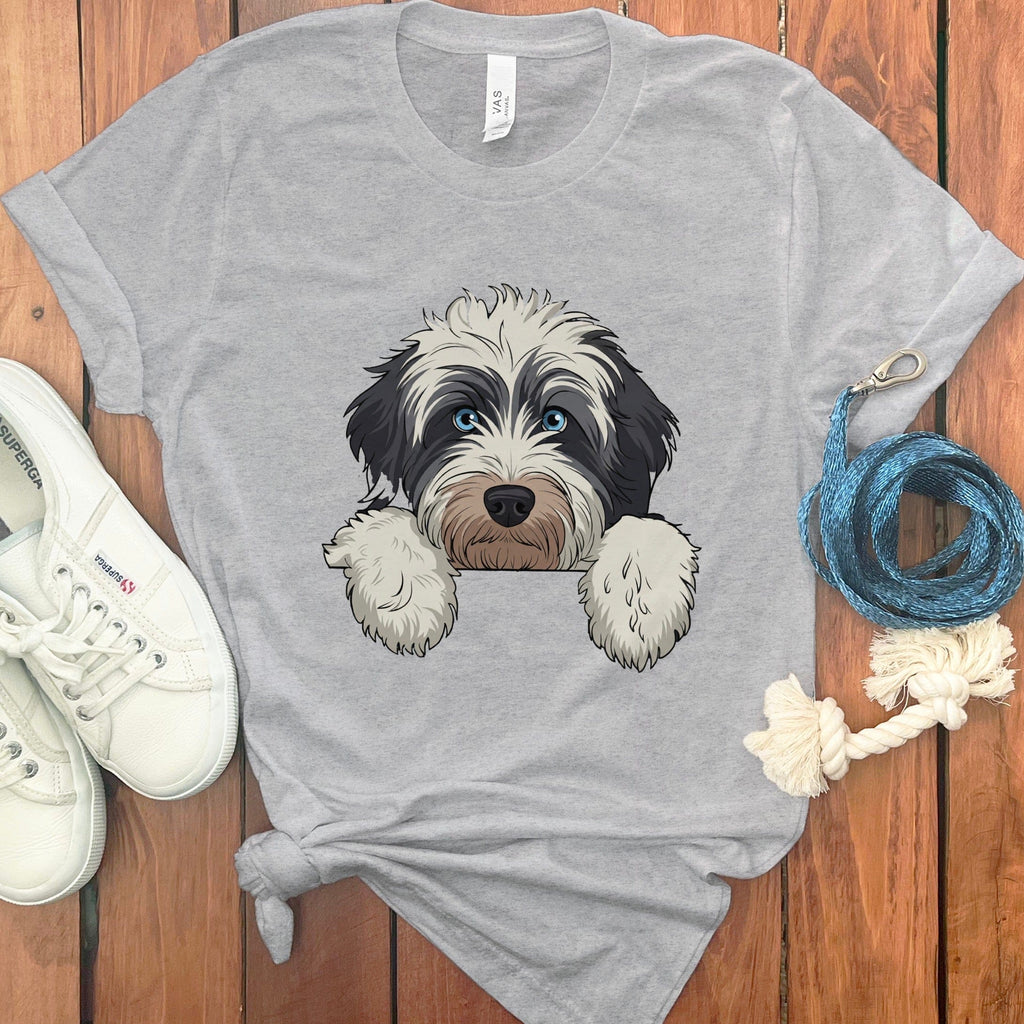 Bernedoodle Peeking T-Shirt in Athletic Heather / S by Puppy Jo