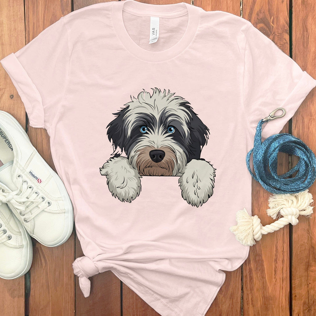Bernedoodle Peeking T-Shirt in Soft Pink / S by Puppy Jo