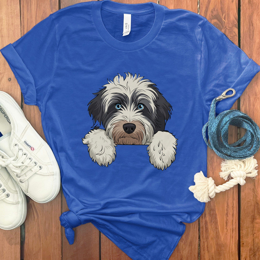 Bernedoodle Peeking T-Shirt in True Royal / S by Puppy Jo
