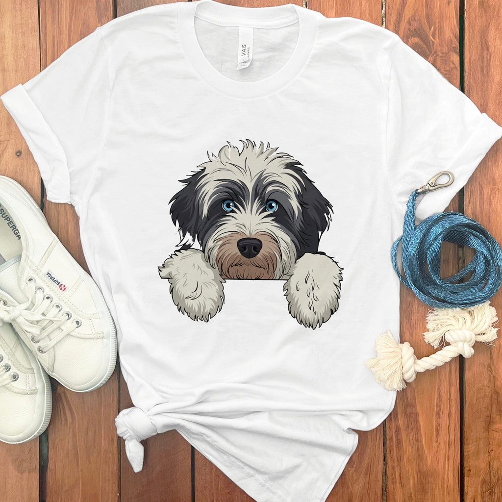 Bernedoodle Peeking T-Shirt in White / S by Puppy Jo