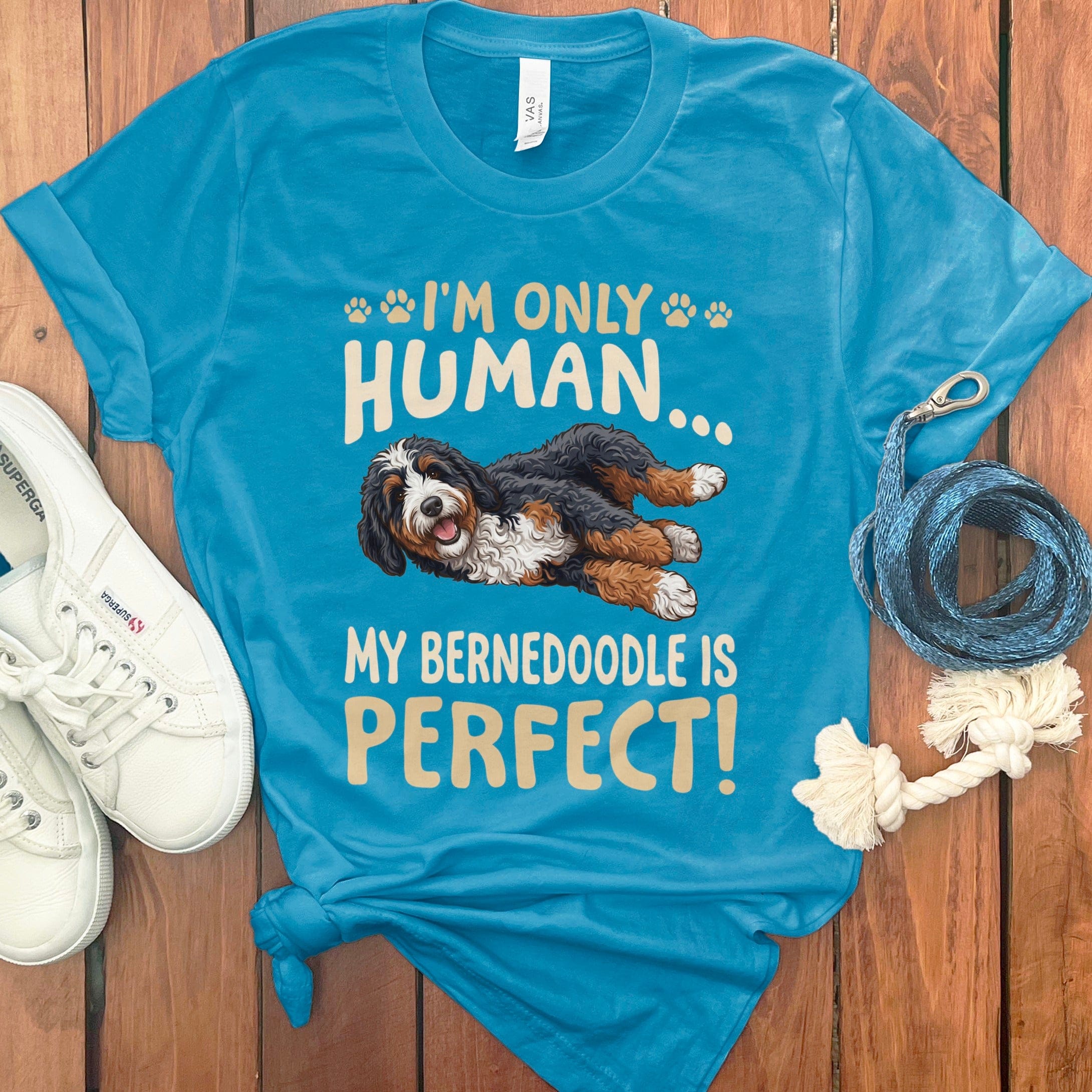 Bernedoodle Perfect T-Shirt in Aqua / S by Puppy Jo