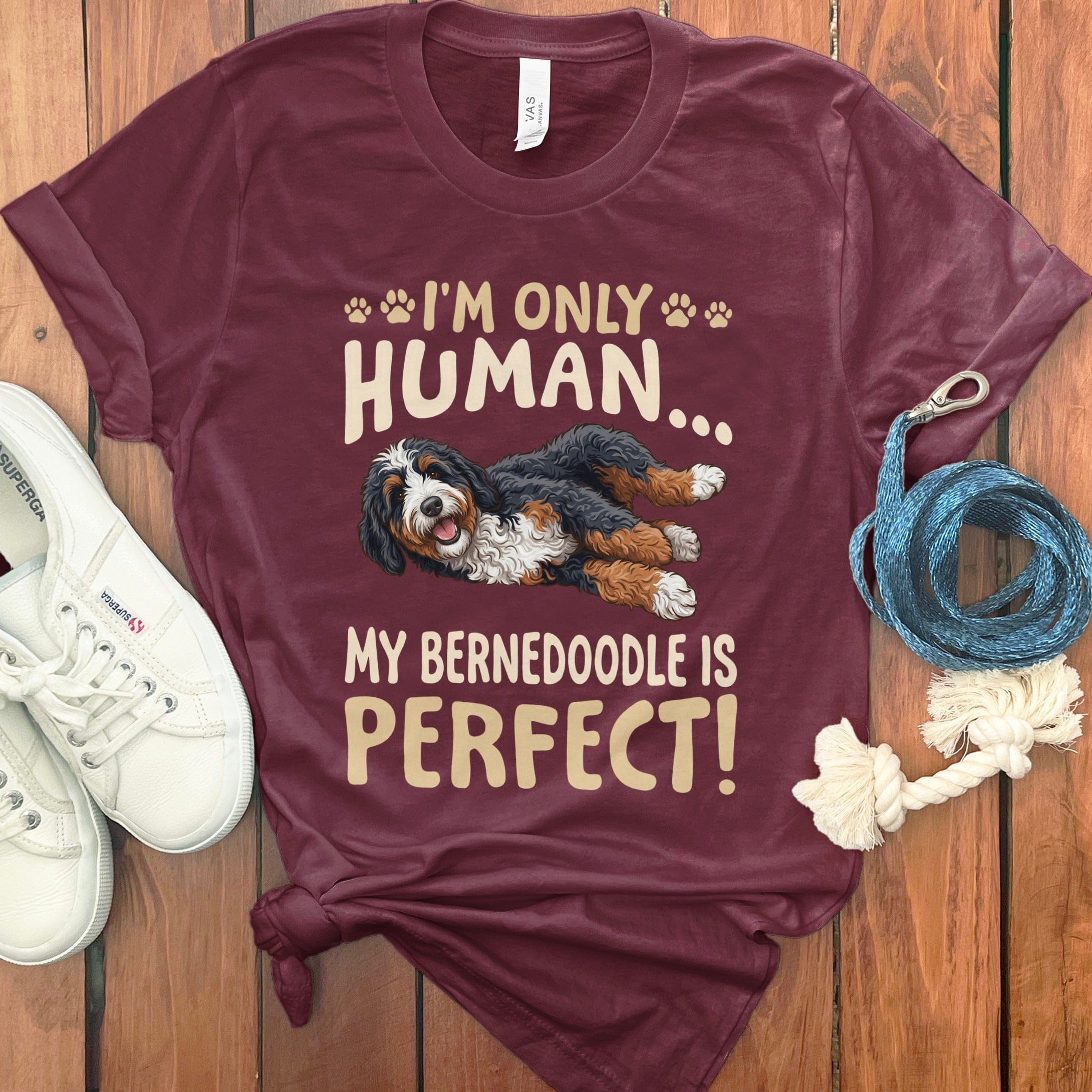Bernedoodle Perfect T-Shirt in Maroon / S by Puppy Jo