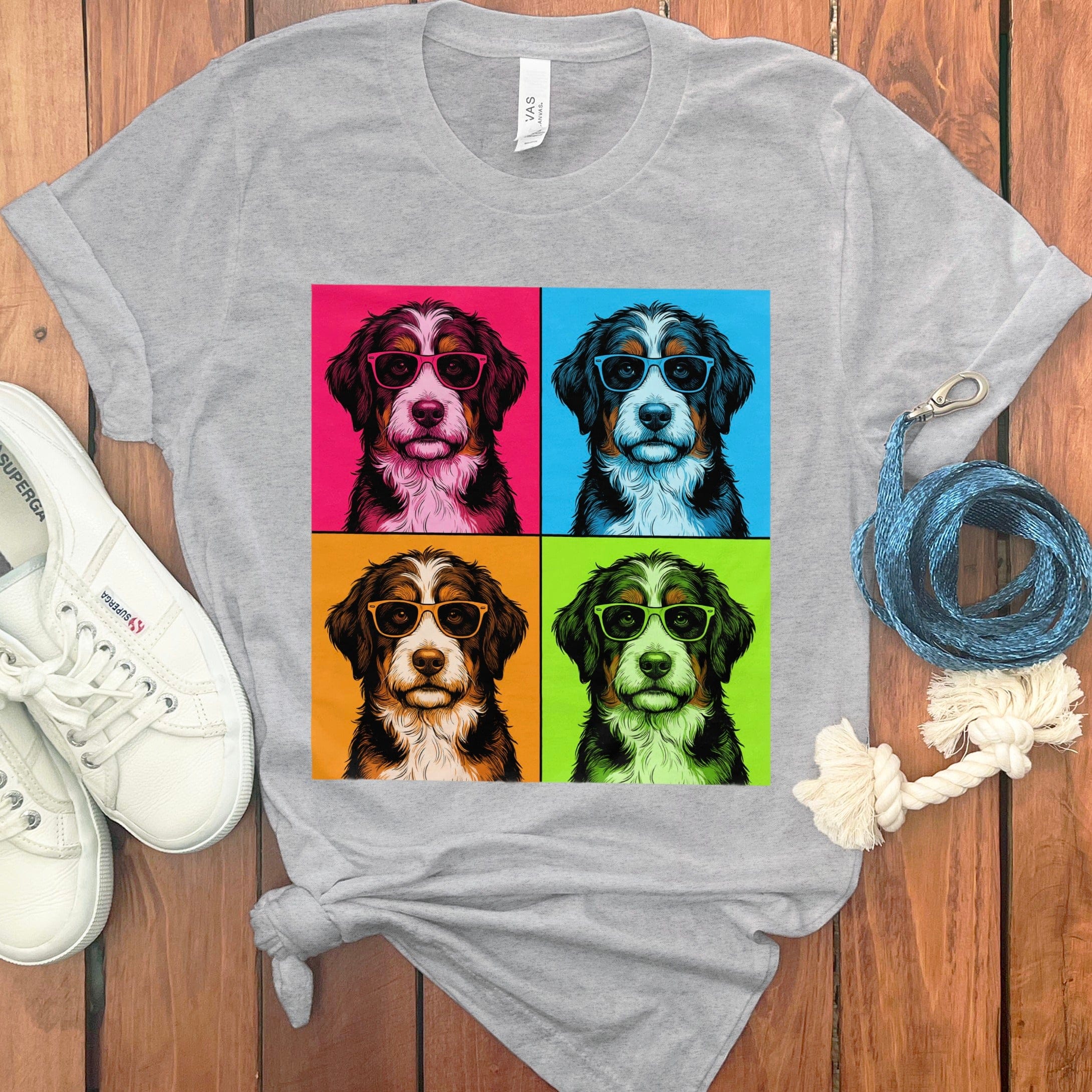 Bernedoodle Pop T-Shirt in Athletic Heather / S by Puppy Jo