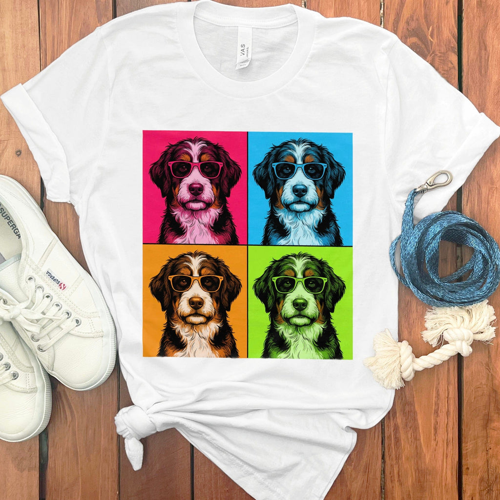 Bernedoodle Pop T-Shirt in White / S by Puppy Jo