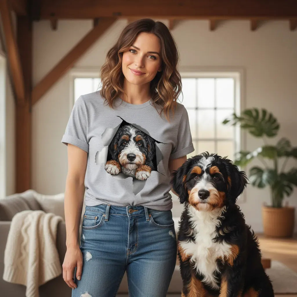 Bernedoodle Popping T-Shirt in by Puppy Jo