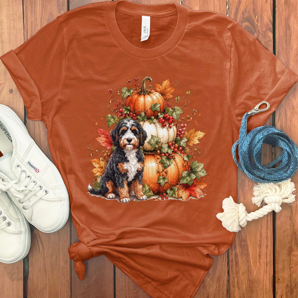 Bernedoodle Pumpkin Ivy T-Shirt in Autumn / S by Puppy Jo
