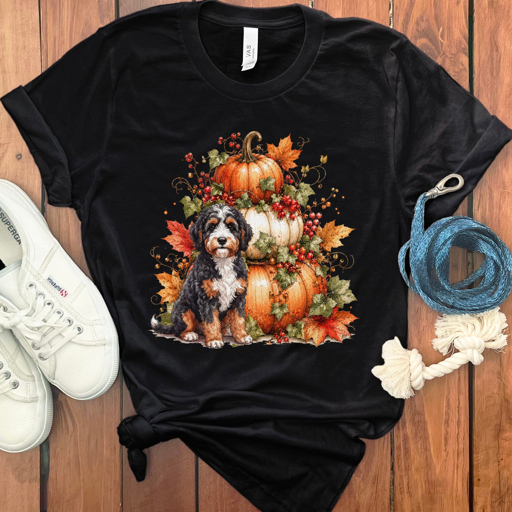 Bernedoodle Pumpkin Ivy T-Shirt in Black / S by Puppy Jo