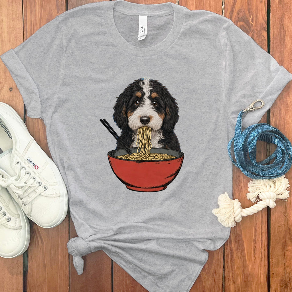 Bernedoodle Ramen T-Shirt in Athletic Heather / S / - by Puppy Jo
