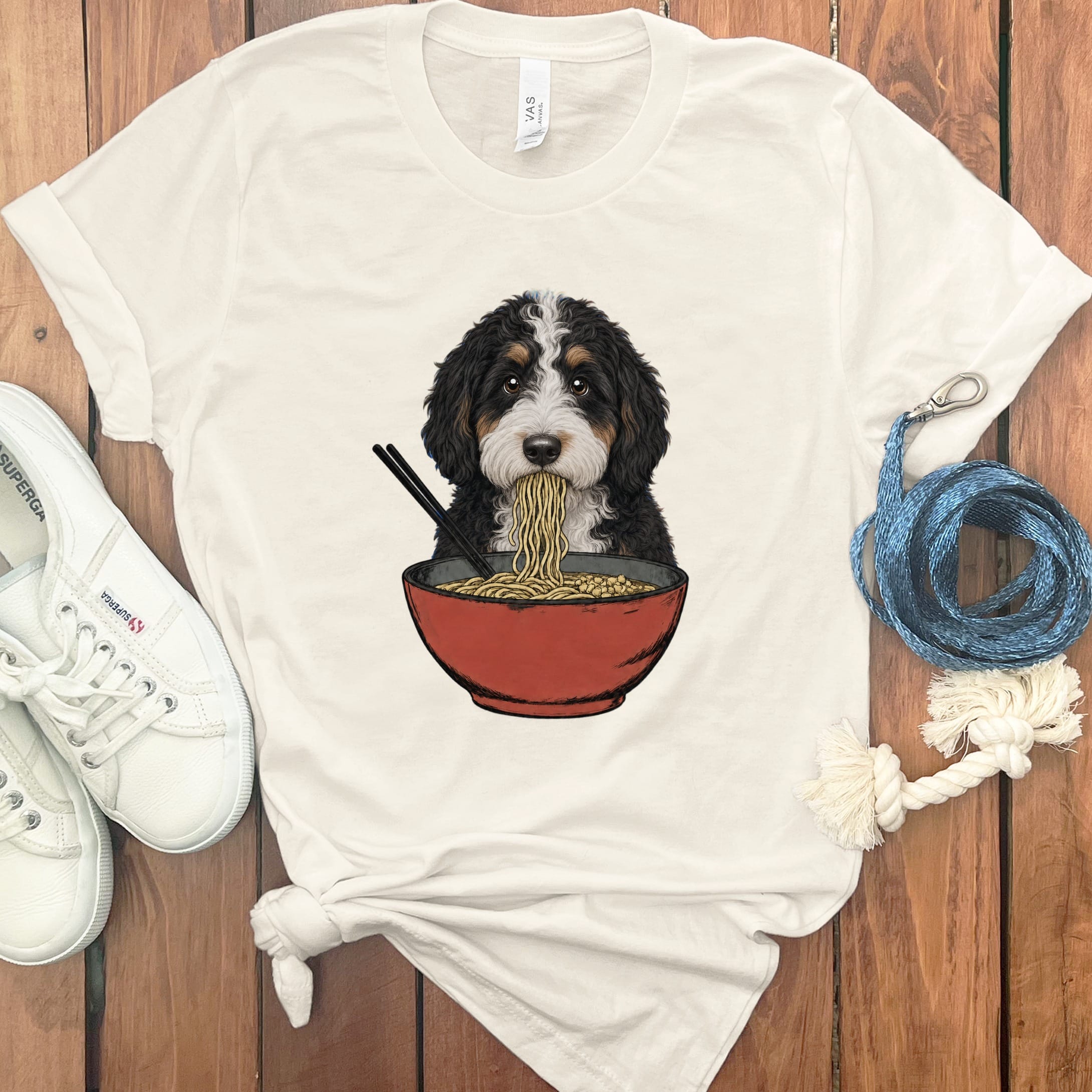 Bernedoodle Ramen T-Shirt in Natural / S / - by Puppy Jo