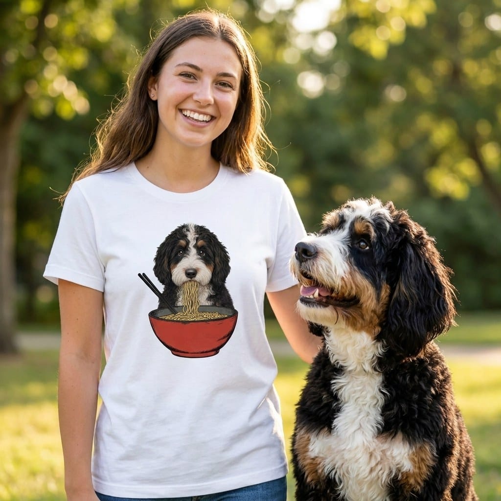 Bernedoodle Ramen T-Shirt in by Puppy Jo
