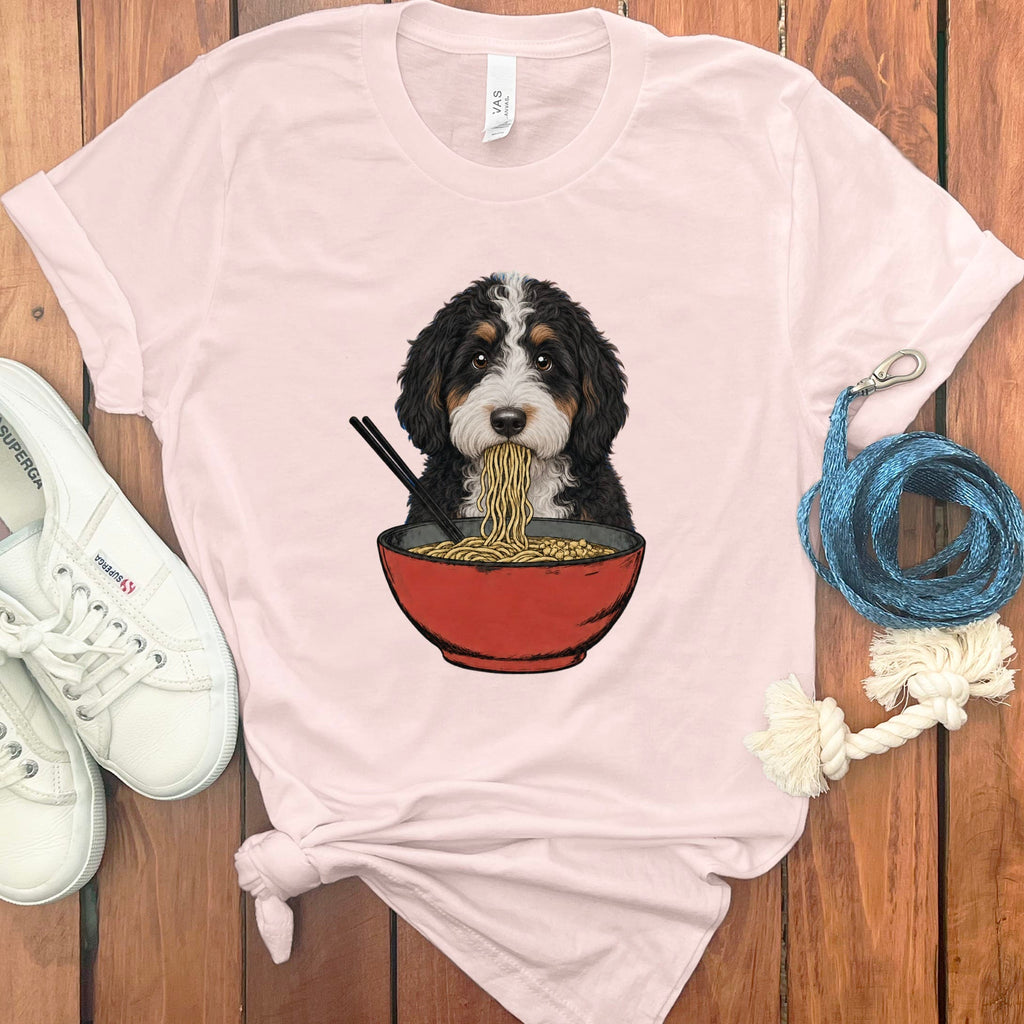 Bernedoodle Ramen T-Shirt in Soft Pink / S / - by Puppy Jo