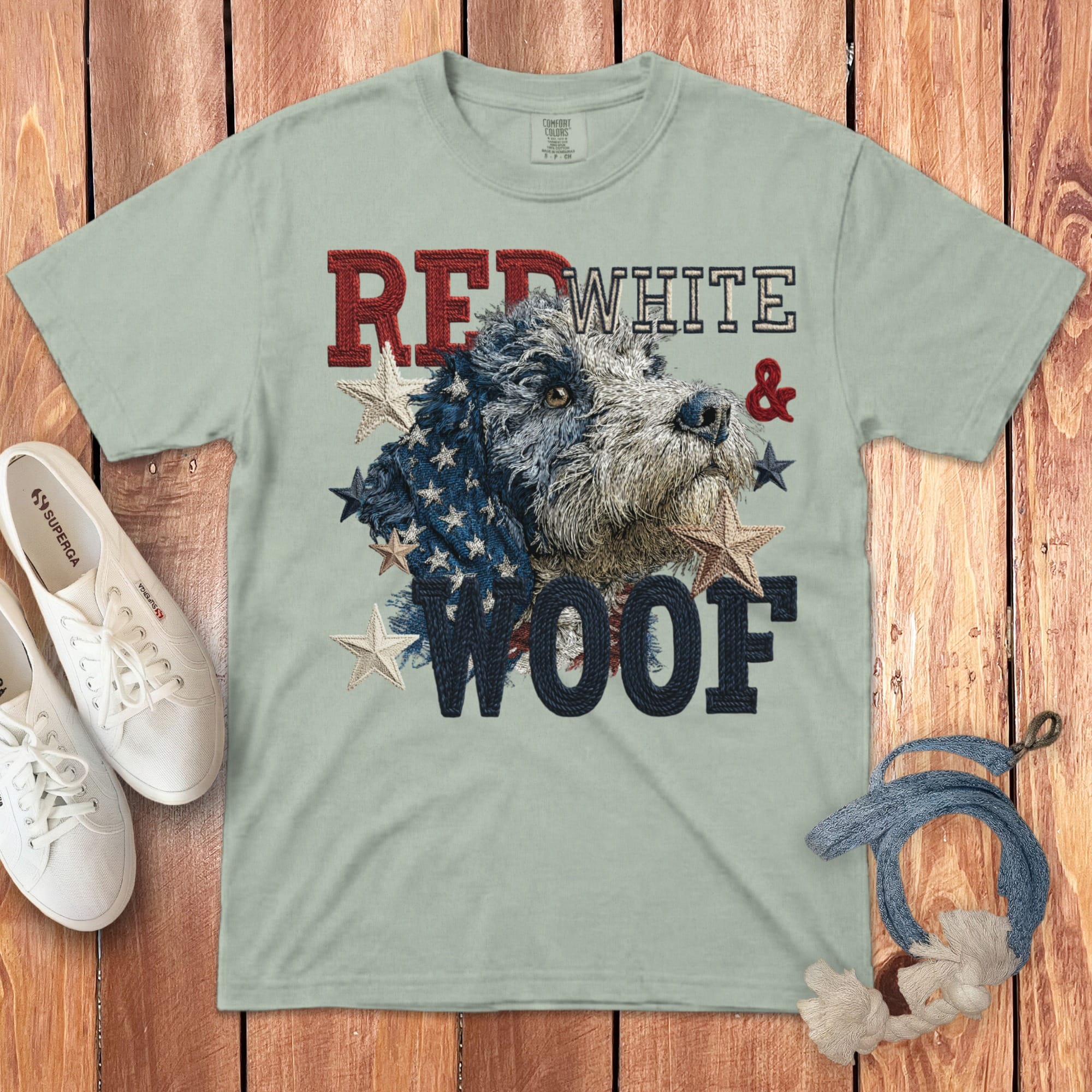 Bernedoodle Red White Signature T-Shirt in Bay / M by Puppy Jo