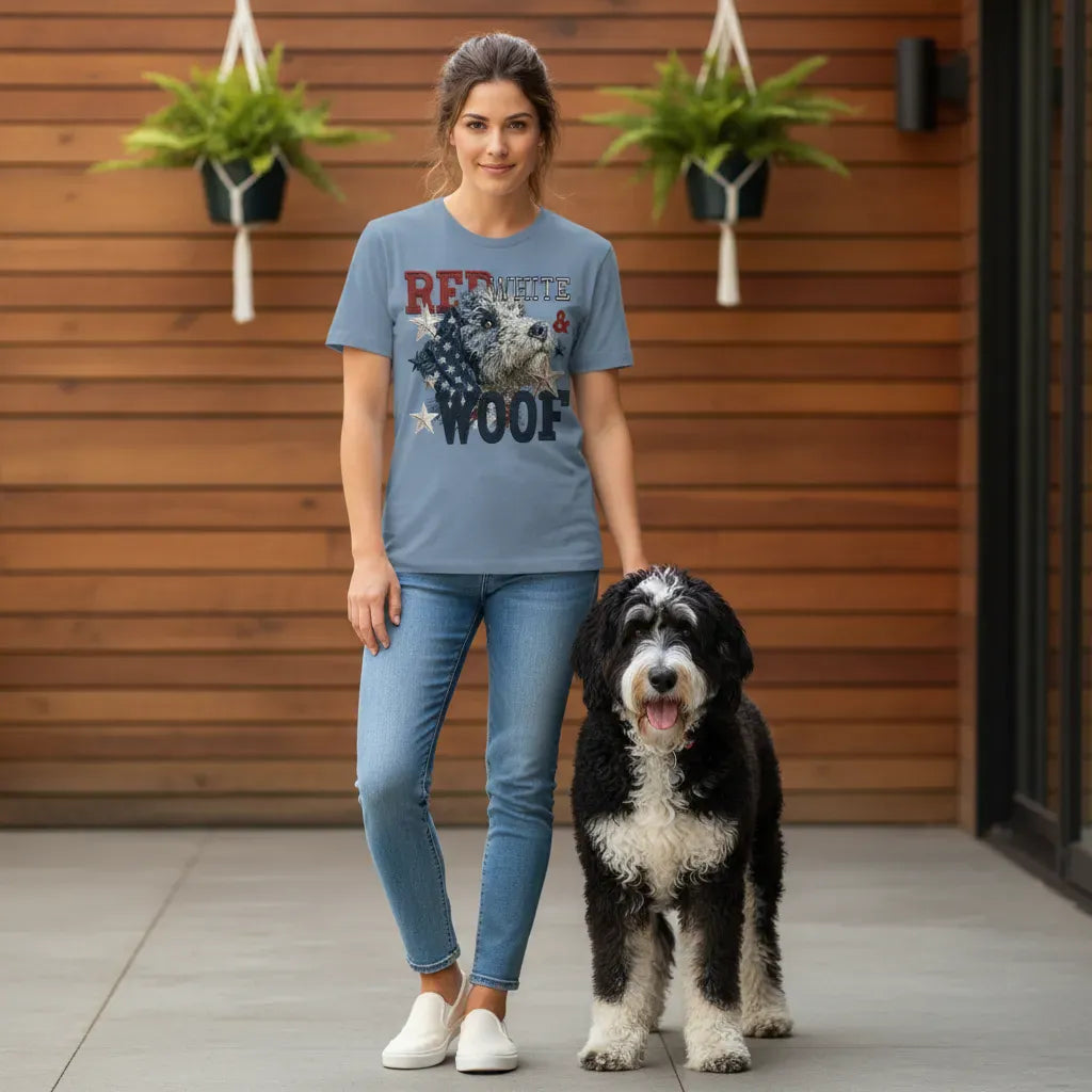 Bernedoodle Red White Signature T-Shirt in by Puppy Jo