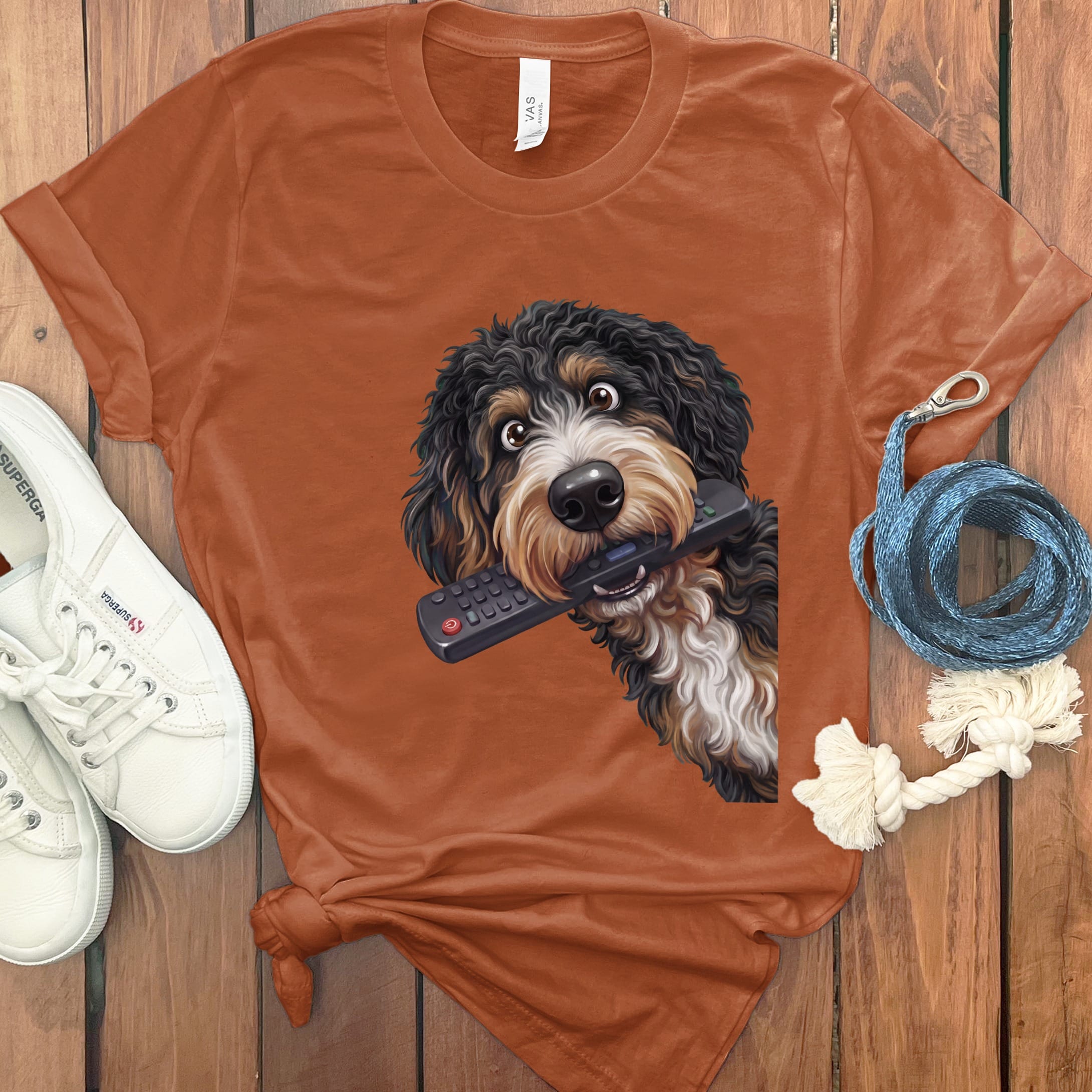 Bernedoodle Remote T-Shirt in Autumn / S by Puppy Jo