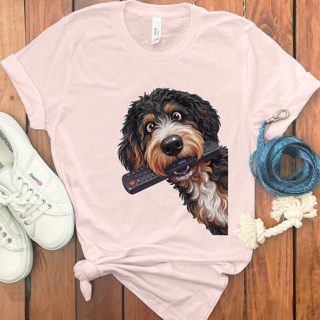 Bernedoodle Remote T-Shirt in Soft Pink / S by Puppy Jo