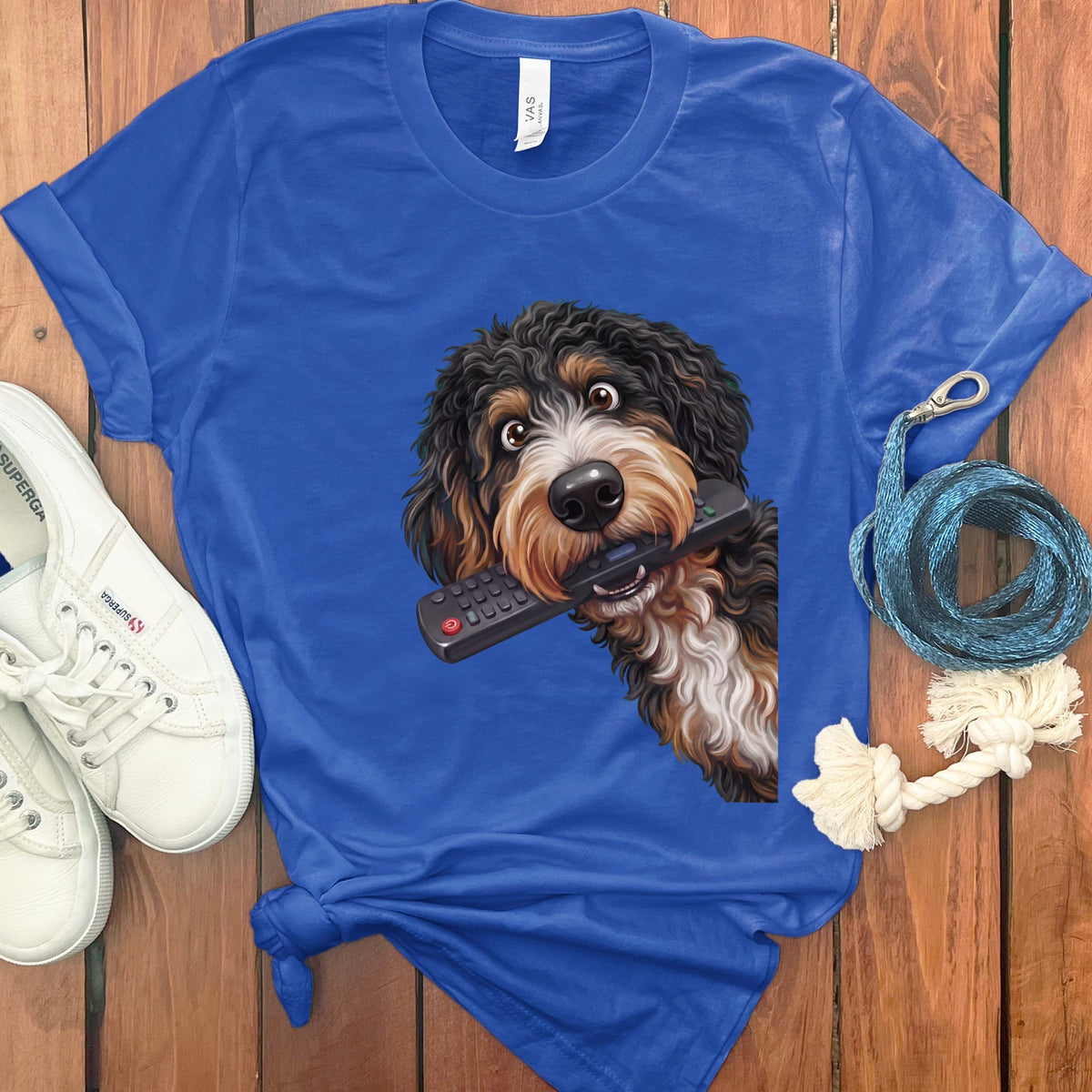 Bernedoodle Remote T-Shirt in True Royal / S by Puppy Jo