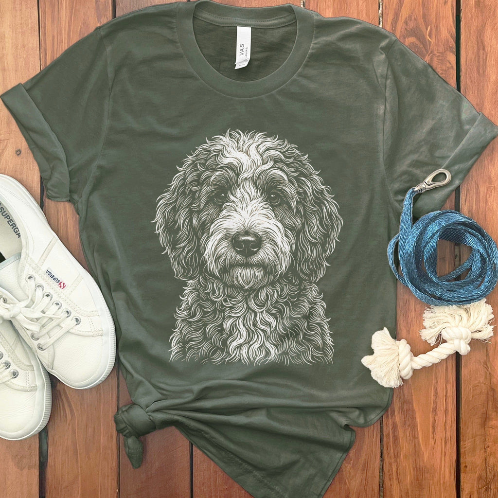 Bernedoodle Sketch T-Shirt in Military Green / S by Puppy Jo
