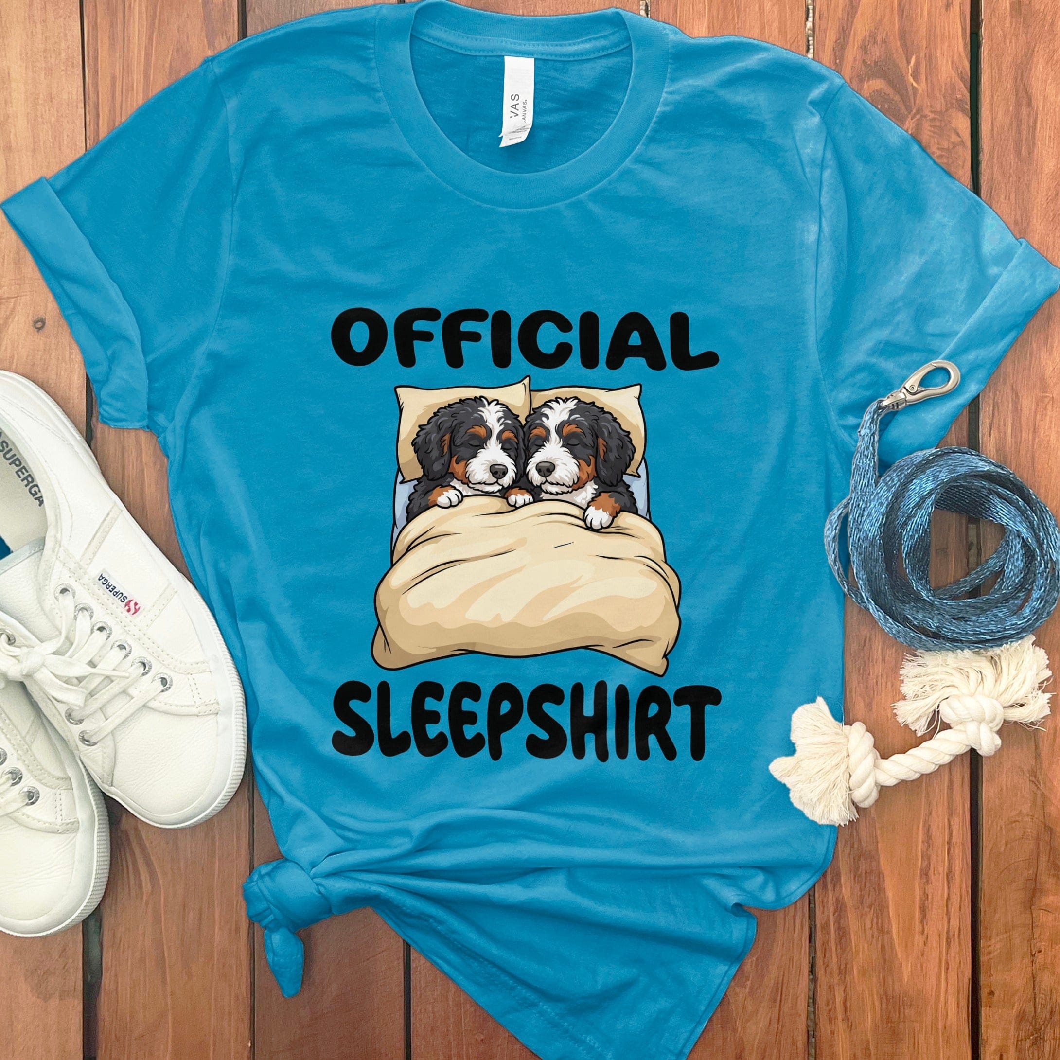 Bernedoodle Sleepshirt T-Shirt in Aqua / S by Puppy Jo