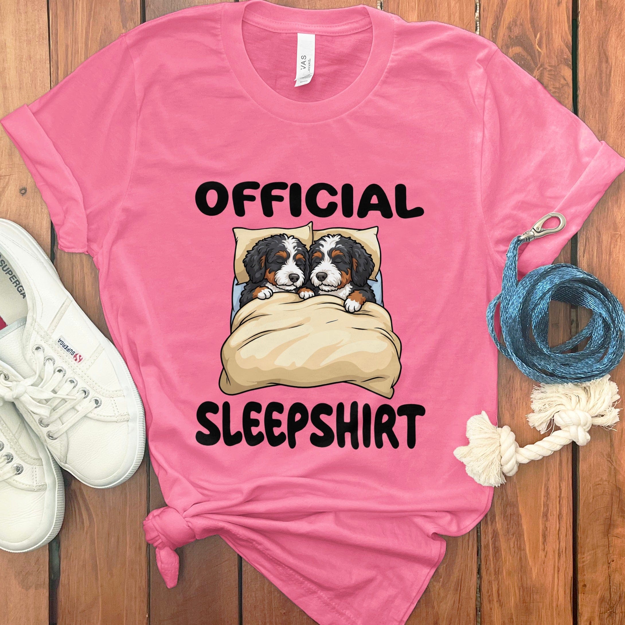 Bernedoodle Sleepshirt T-Shirt in Charity Pink / S by Puppy Jo