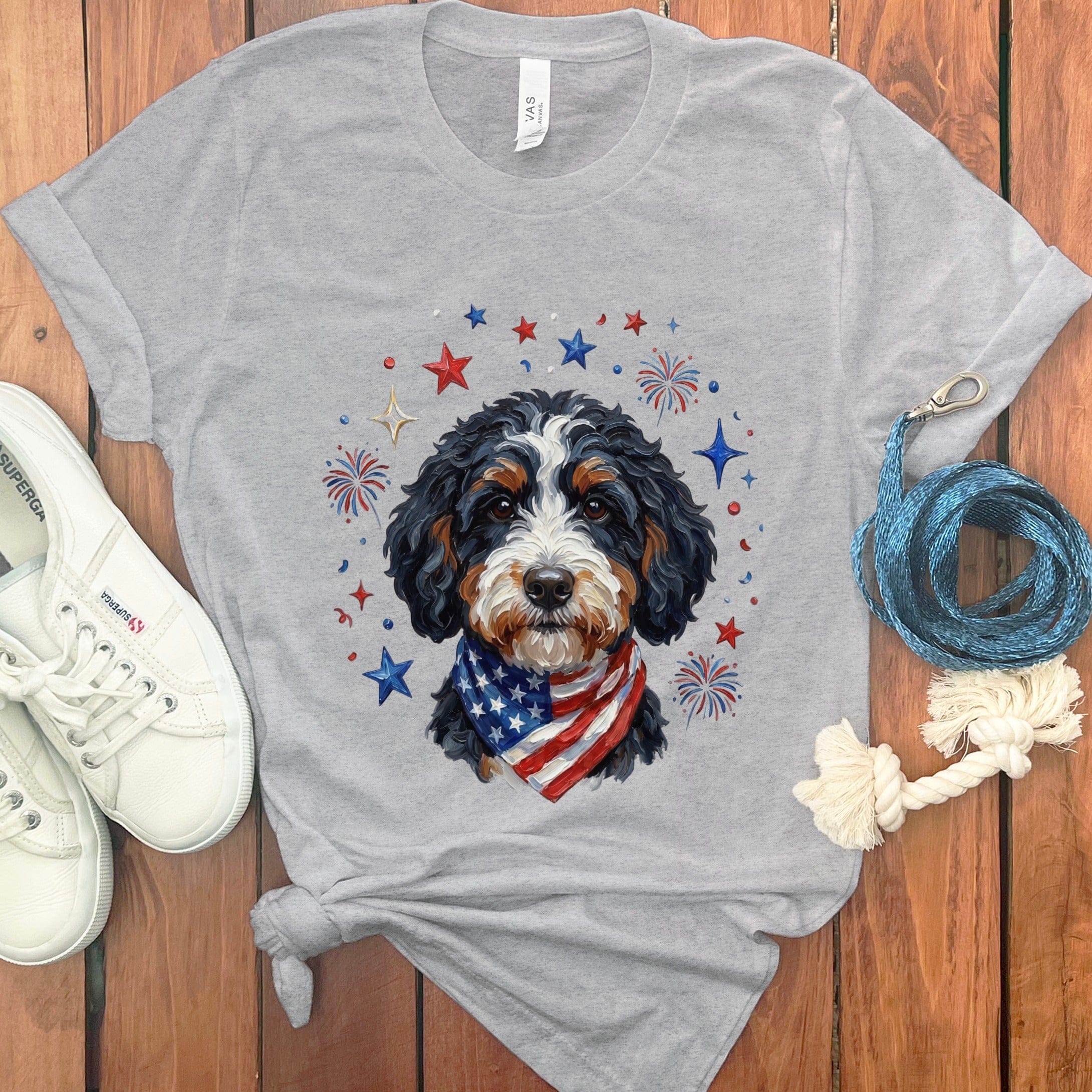 Bernedoodle Spirit T-Shirt in Athletic Heather / S by Puppy Jo
