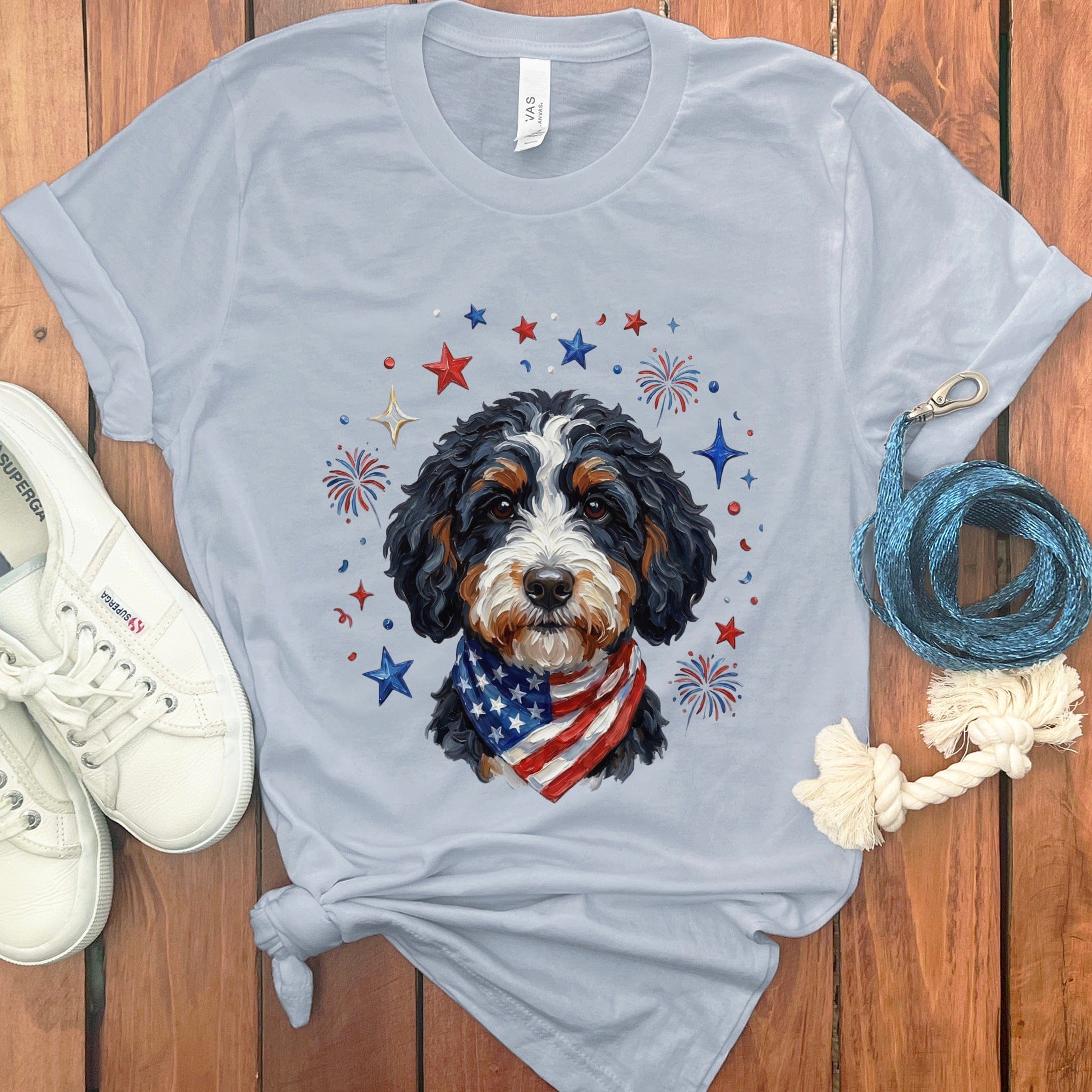 Bernedoodle Spirit T-Shirt in Light Blue / S by Puppy Jo