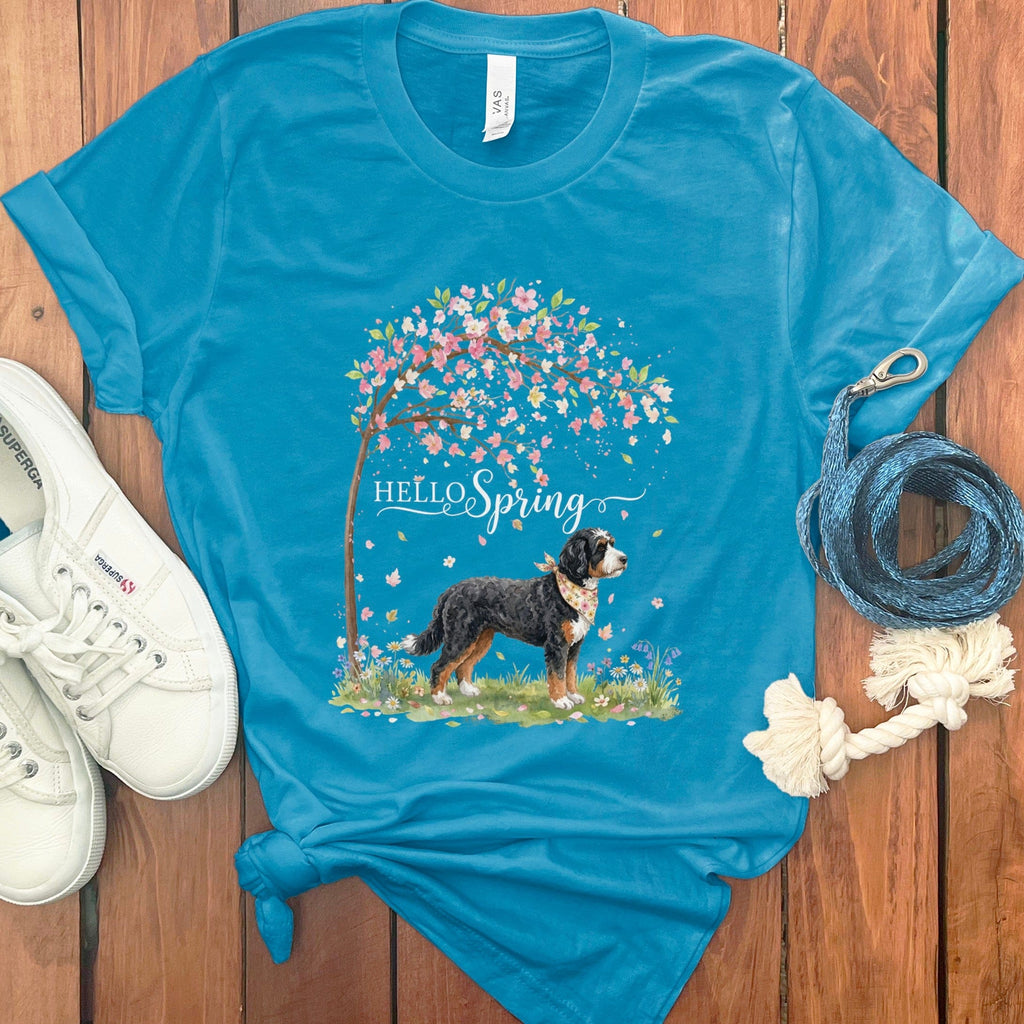 Bernedoodle Spring T-Shirt in Aqua / S by Puppy Jo