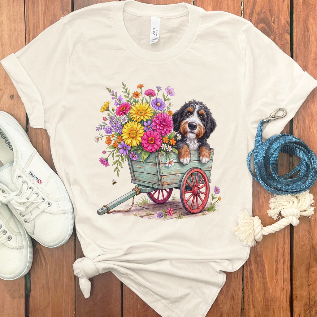 Bernedoodle Spring Wagon T-Shirt in Natural / S by Puppy Jo