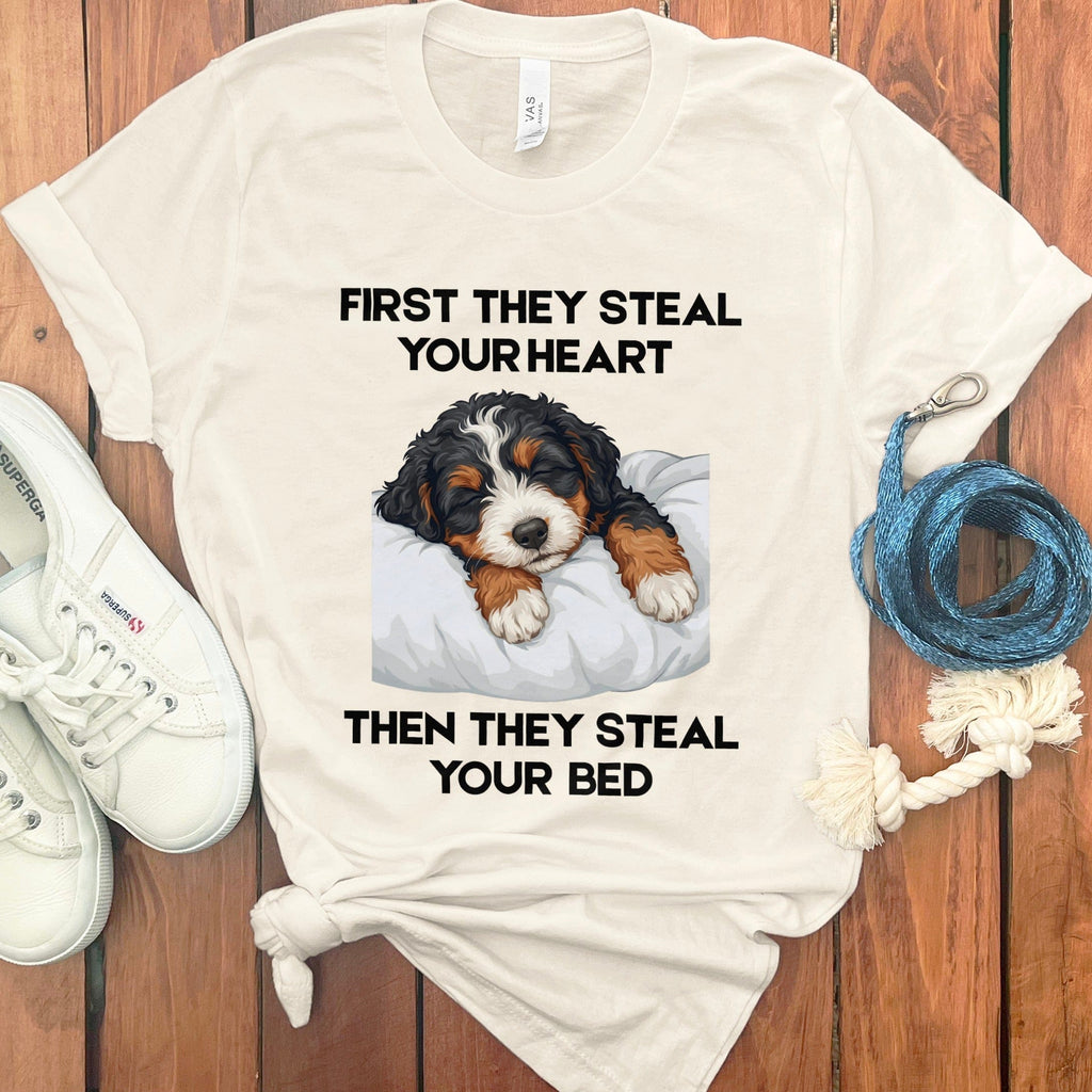 Bernedoodle Steal Heart T-Shirt in Natural / S by Puppy Jo