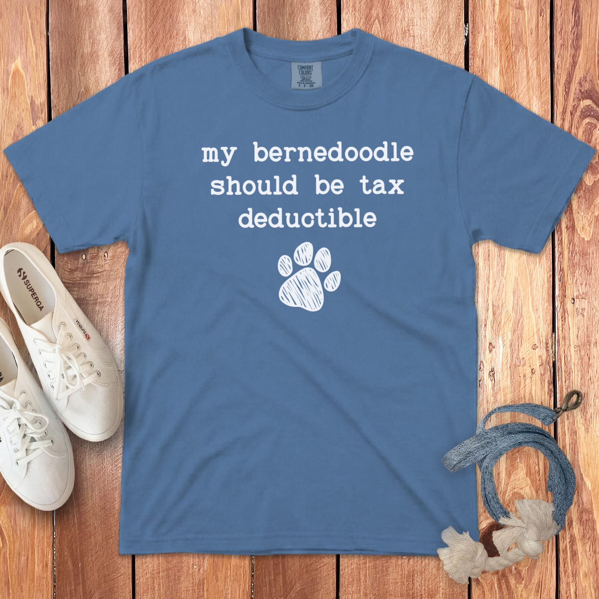 Bernedoodle Tax Signature T-Shirt in Blue Jean / S by Puppy Jo