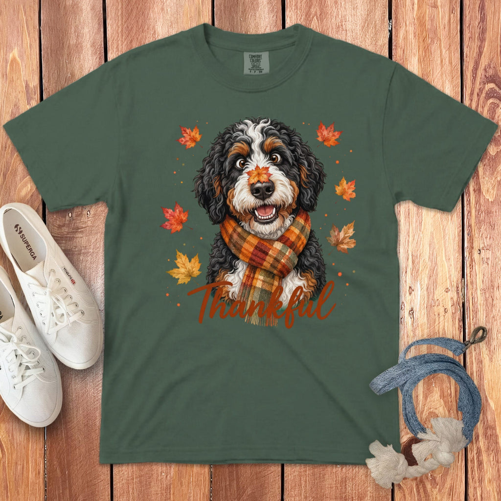 Bernedoodle Thankful Signature T-Shirt in Blue Spruce / S by Puppy Jo