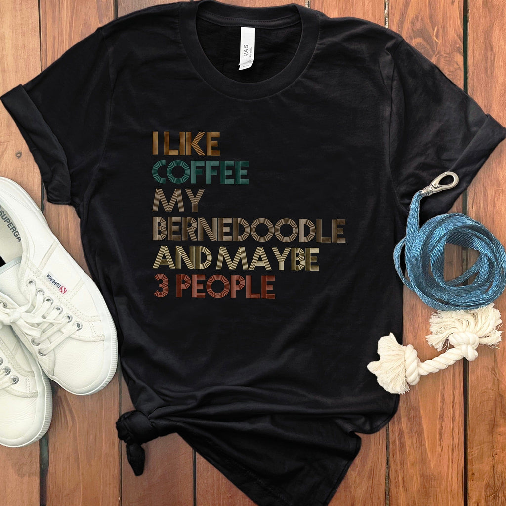 Bernedoodle Three People T-Shirt in Black / S by Puppy Jo
