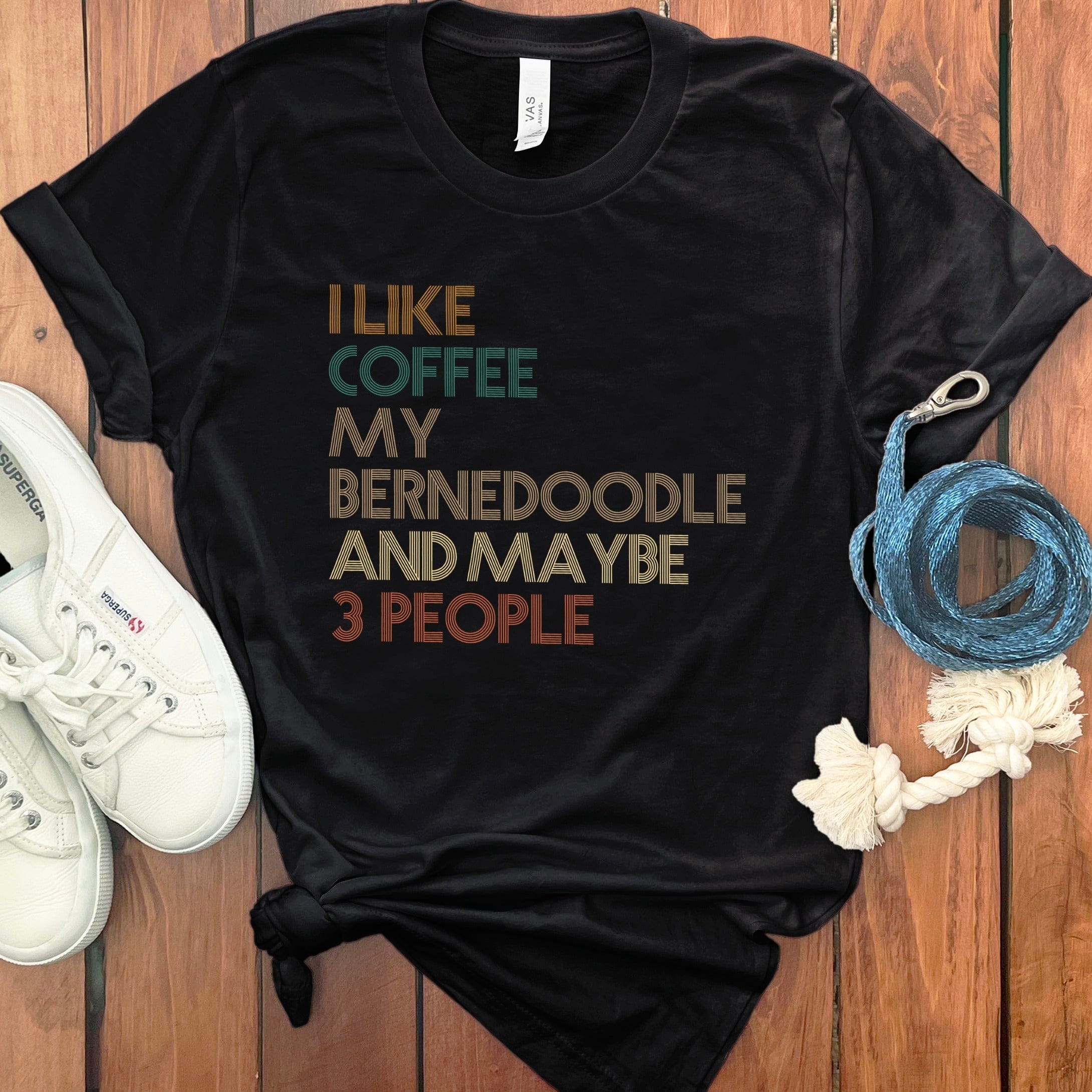 Bernedoodle Three People T-Shirt in Black / S by Puppy Jo