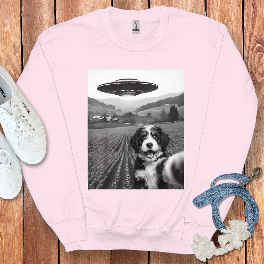 Bernedoodle UFO Sweatshirt in Light Pink / S by Puppy Jo